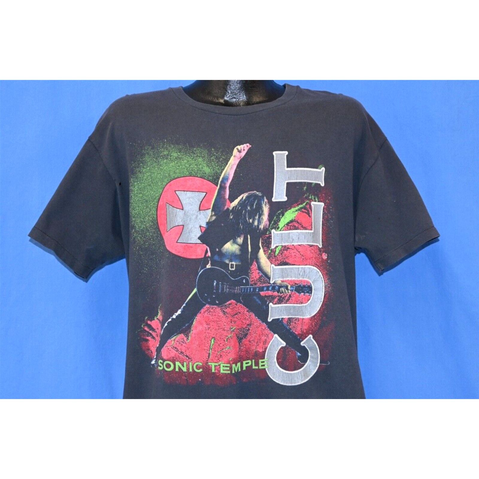 image of Hanes VTG 80's The Cult Sonic Temple New Wave Billy Duffy Distressed Rock T-Shirt XL in White, Men'