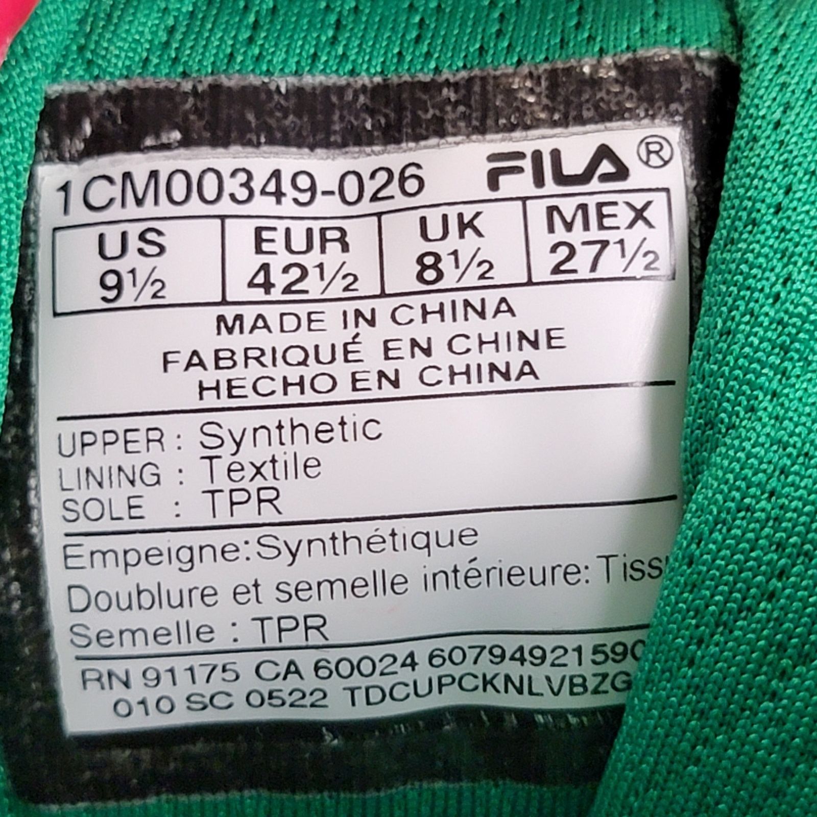 Fila FILA Vulc 13 Black/Green/Yellow/Red Mens Sz 9.5 Size US 9.5 / EU 42-43 - 8 Thumbnail