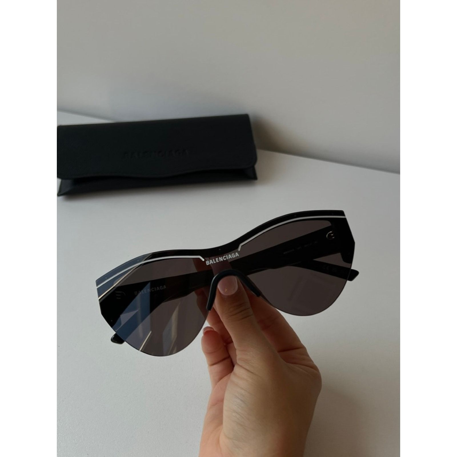Balenciaga NEW Balenciaga BB0004S Ski Shield Sunglasses in Black Size ONE SIZE - 4 Thumbnail