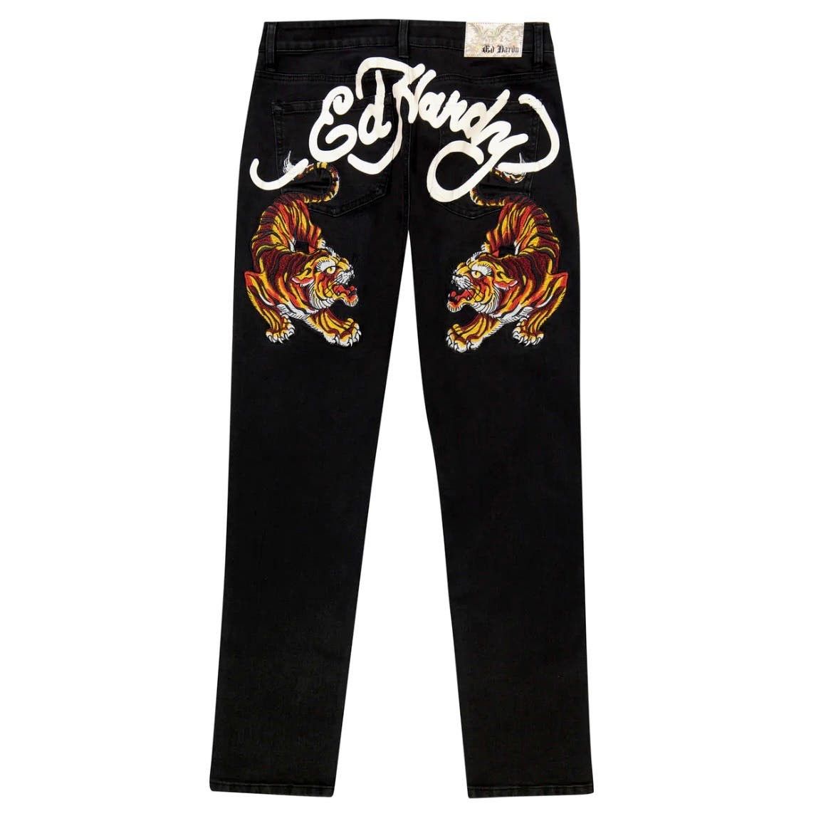 image of Ed Hardy Crawling Tiger Jeans in Black, Men's (Size 40)