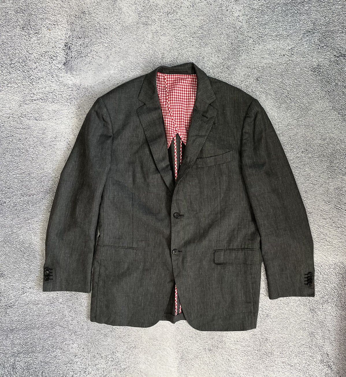 Suitsupply Mens Jacket Blazer Wool Linen Gray Size UK 46 L