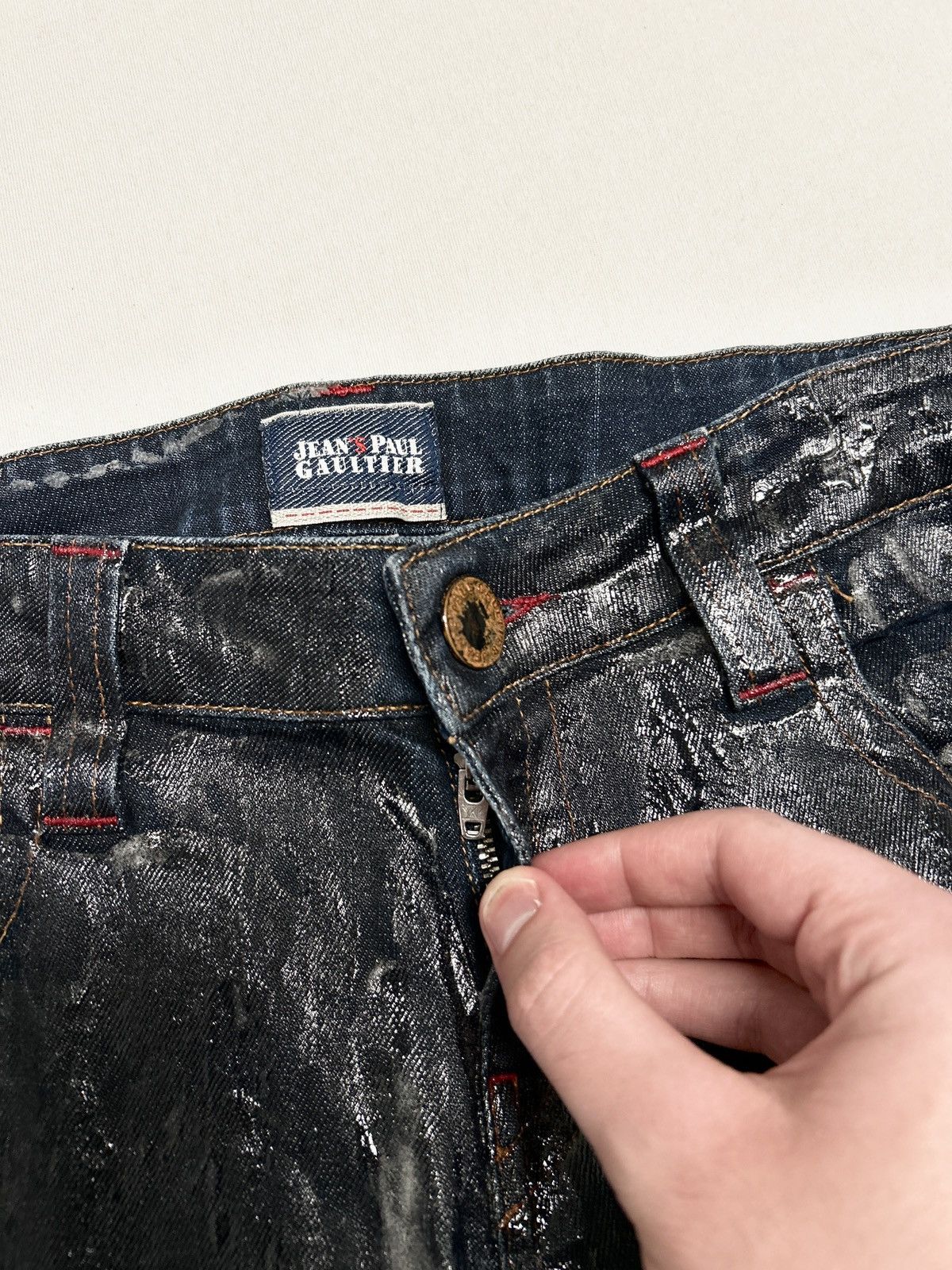 Jean Paul Gaultier 2000s Indigo Waxed Denim Jeans Size US 32 / EU 48 - 8 Thumbnail