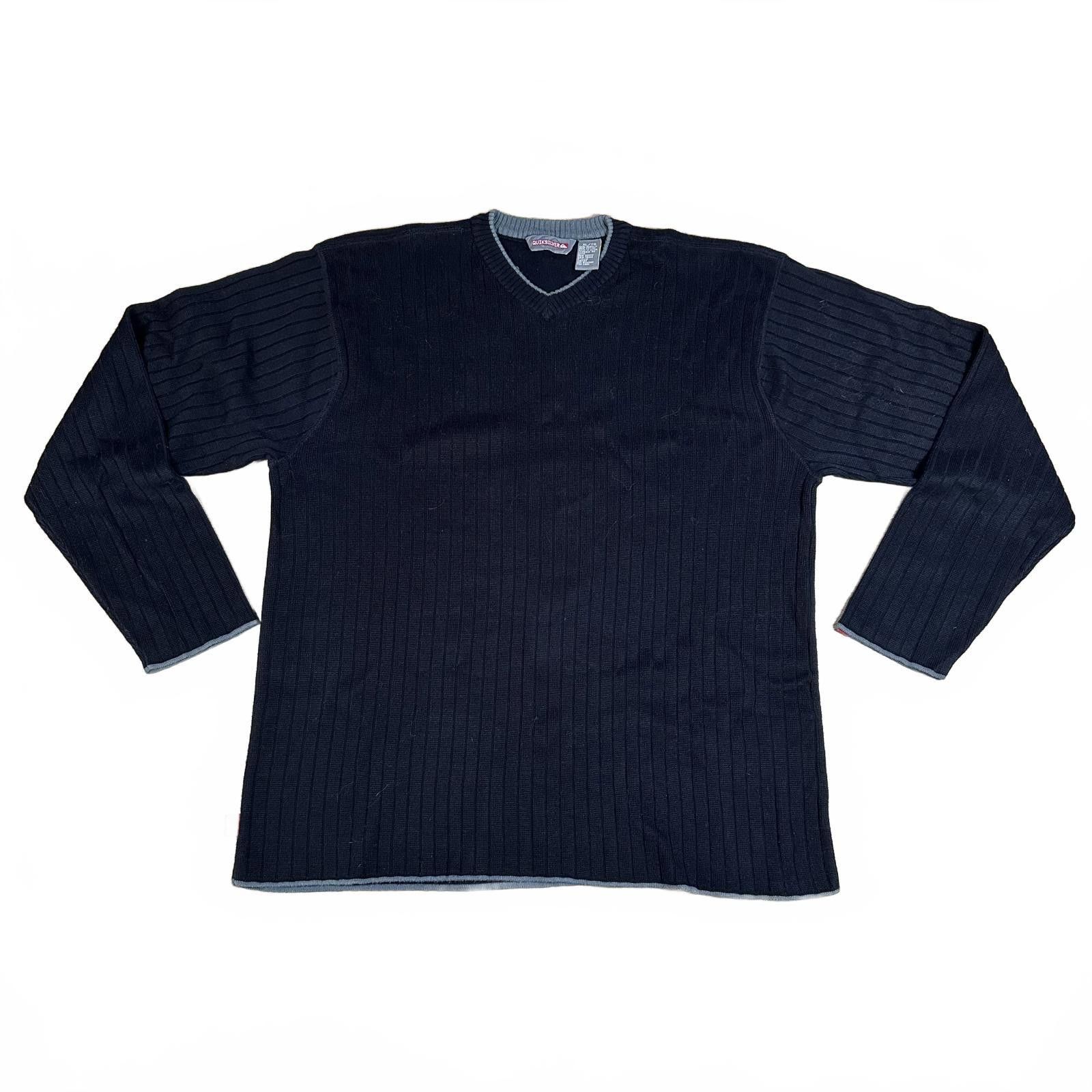 Quiksilver Quiksilver Mens V-neck Sweater XL Black Ribbed Size US XL / EU 56 / 4 - 1 Thumbnail