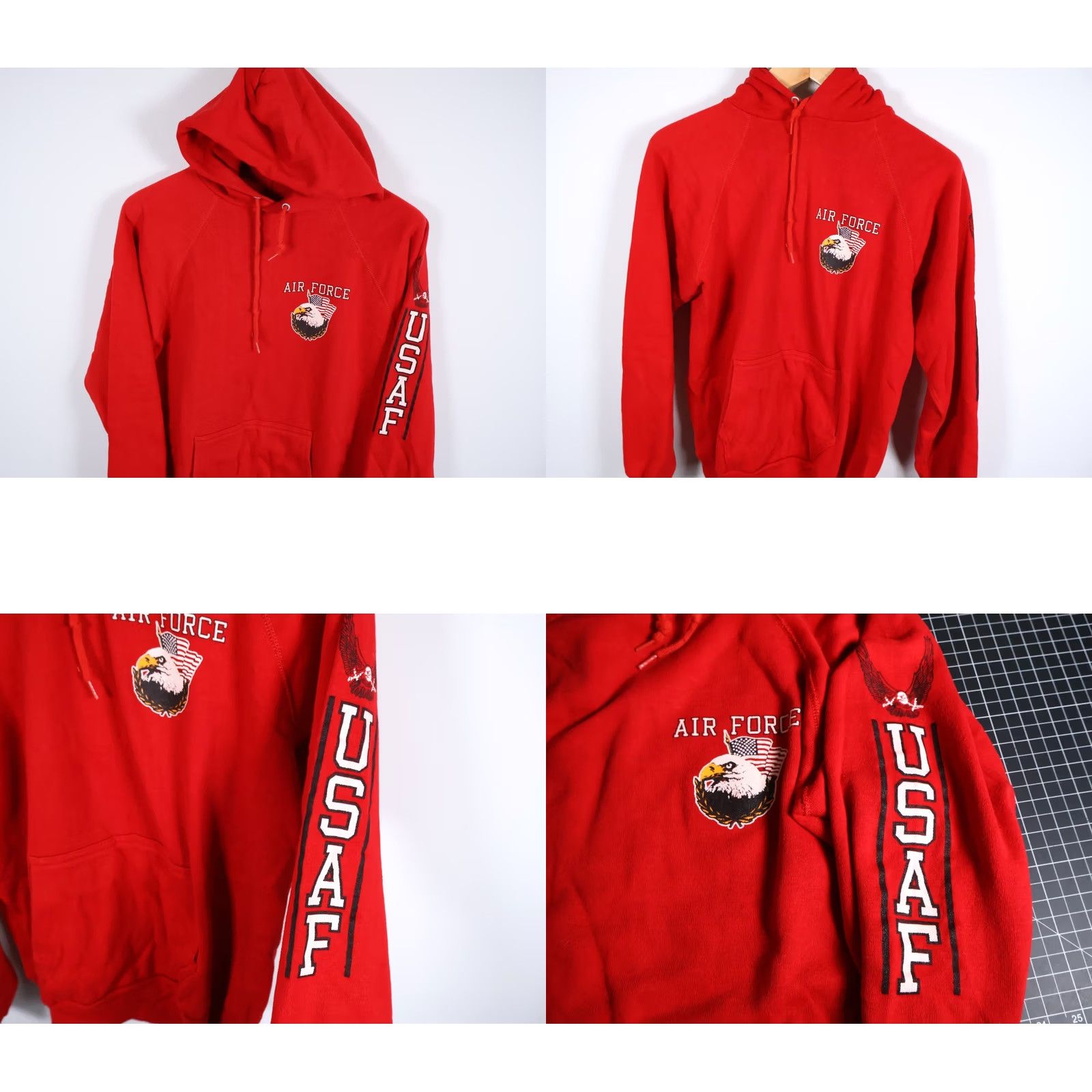 Vintage VINTAGE Artex US Air Force Sweatshirt Hoodie Mens Large (Tagged Large, Measures Medium) Red Graphic Print Pullover Cotton Blend Fleece SS18 Size US M / EU 48-50 / 2 - 8 Thumbnail