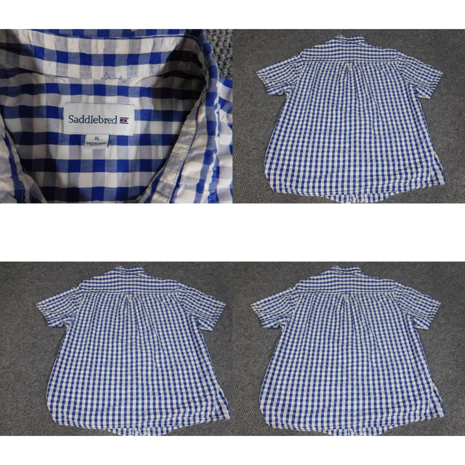 Vintage Saddlebred Shirt Button-Up Plaid Blue 2XL Mens Short Sleeve Collared Button Down Cotton Knit Size US XXL / EU 58 / 5 - 8 Thumbnail