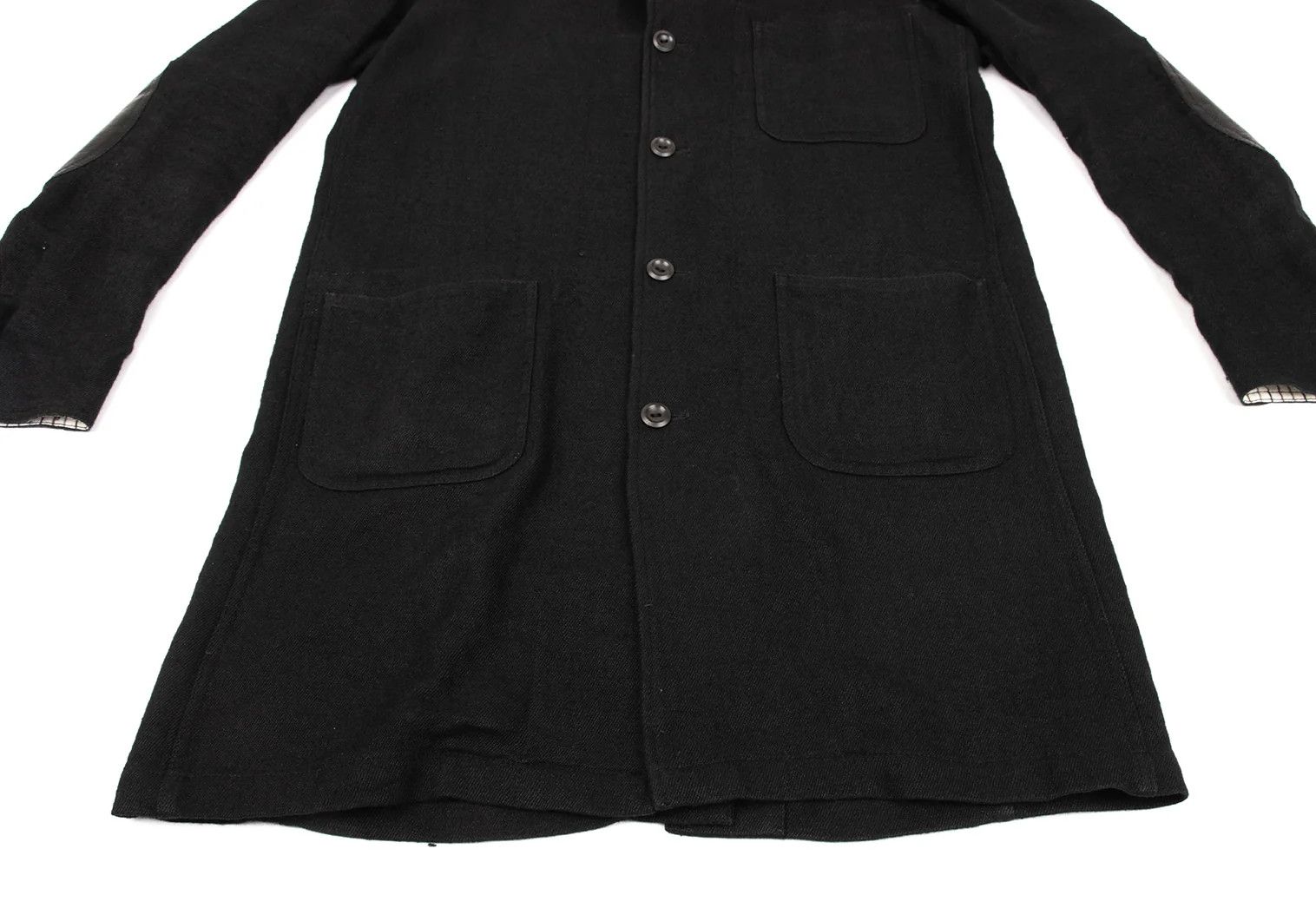 Junya Watanabe Wool-Linen Chester Coat with Elbow Patches in Black, Size M Size US M / EU 48-50 / 2 - 12 Thumbnail