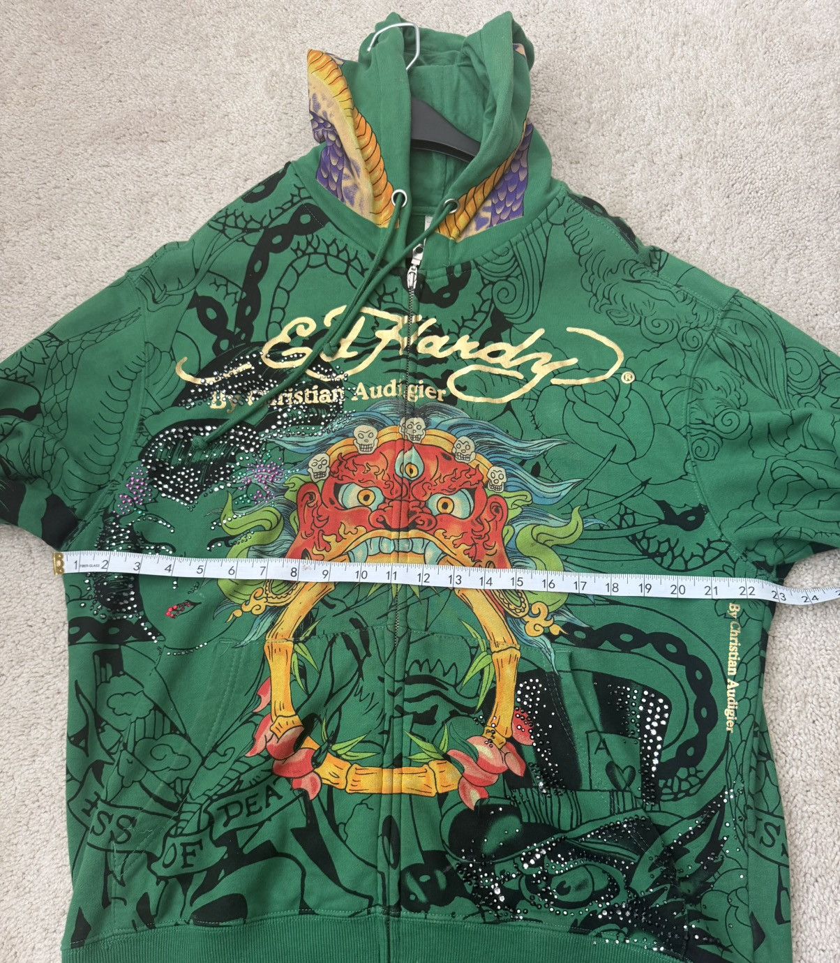 Ed Hardy Vintage Ed Hardy Rhinestone Hoodie Size US XL / EU 56 / 4 - 7 Thumbnail