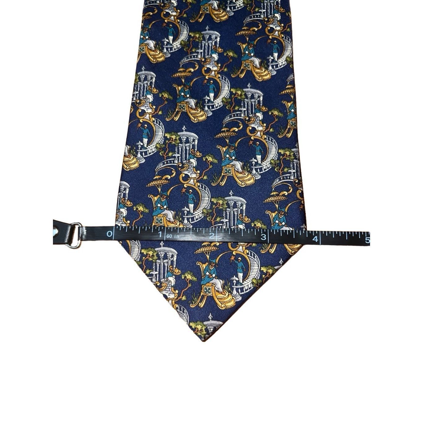 Salvatore Ferragamo Salvatore Ferragamo Navy Whimsical Painting Print Handmade T Size ONE SIZE - 2 Thumbnail