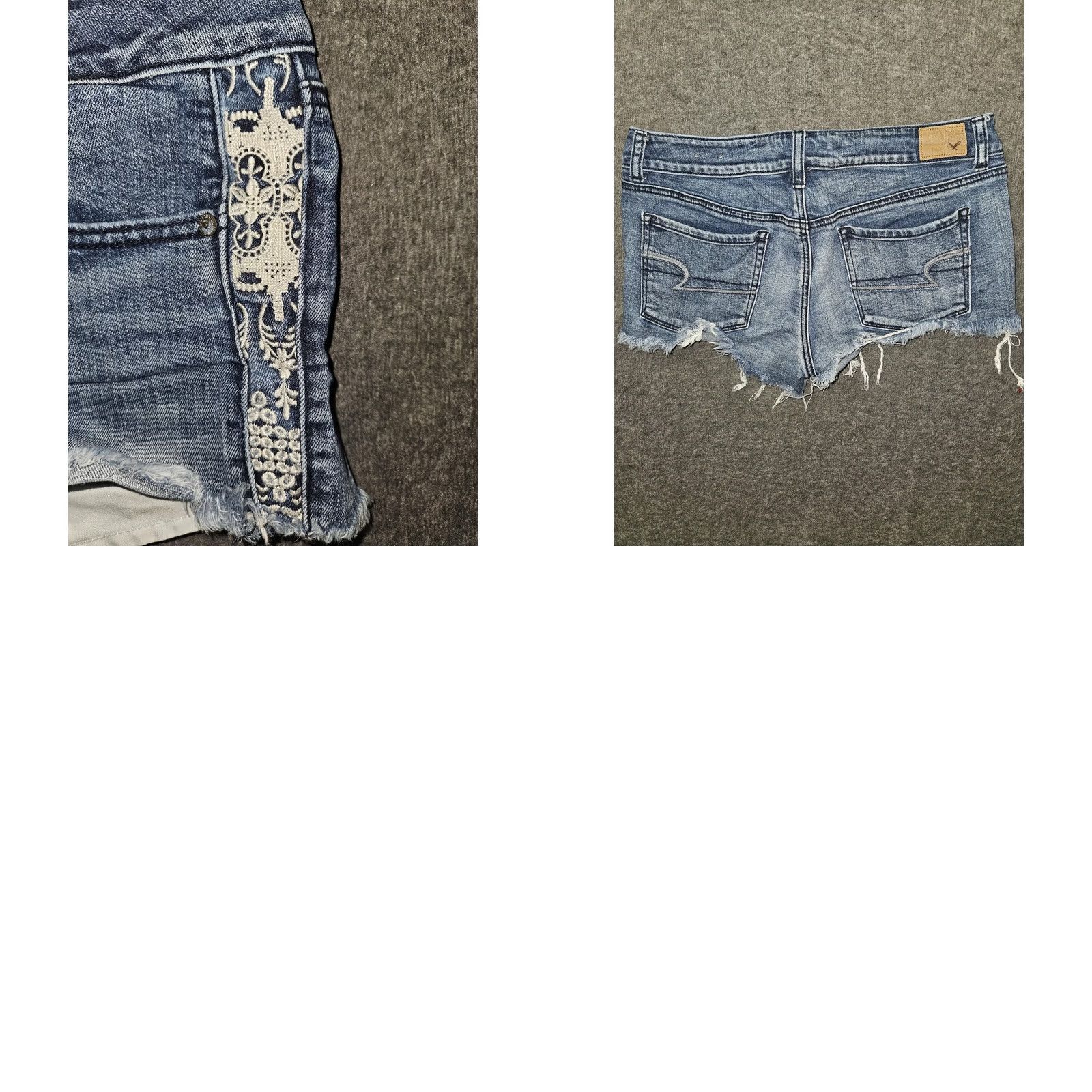 American Eagle Outfitters American Eagle Outfitters Shortie Shorts Womens 10 Blue Cutoff Lace Embroidered Slim Stretch Denim 5-Pocket Casual Summer Womens Size 32" / US 10 / IT 46 - 8 Thumbnail