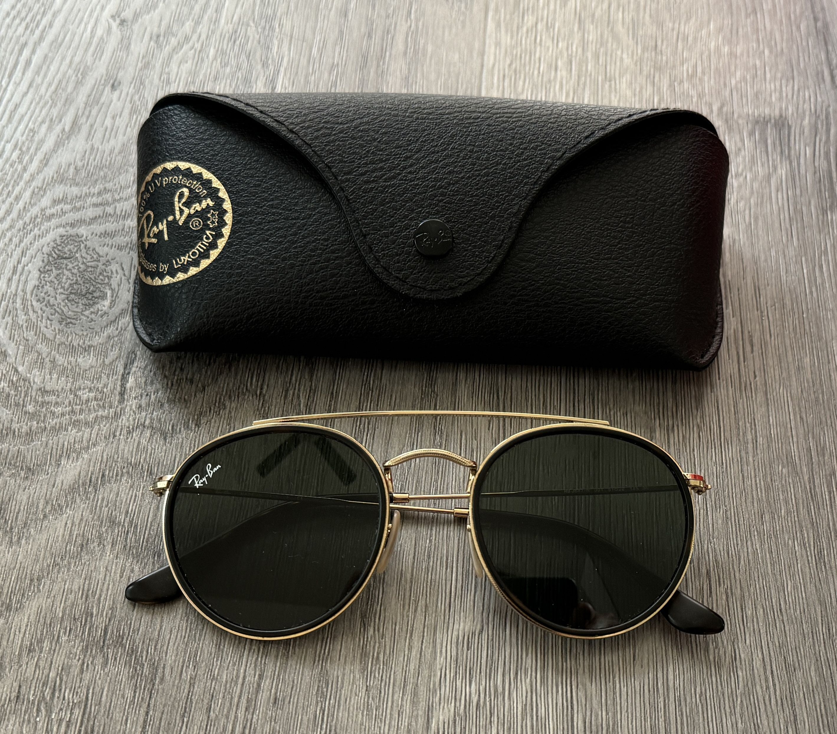 RayBan RayBan Black Gold Round Double Bridge Sunglasses Grailed