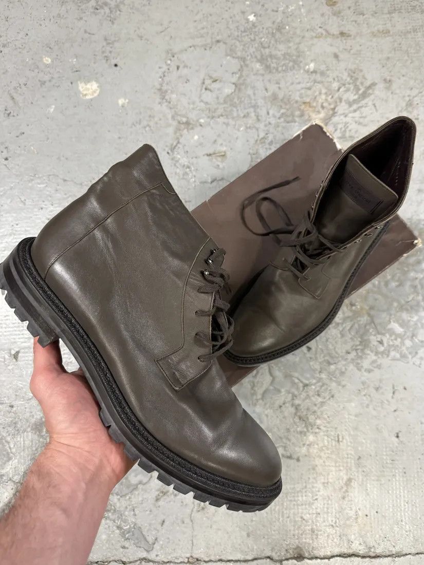 Louis Vuitton Egon Ankle Combat Grey Leather Boots