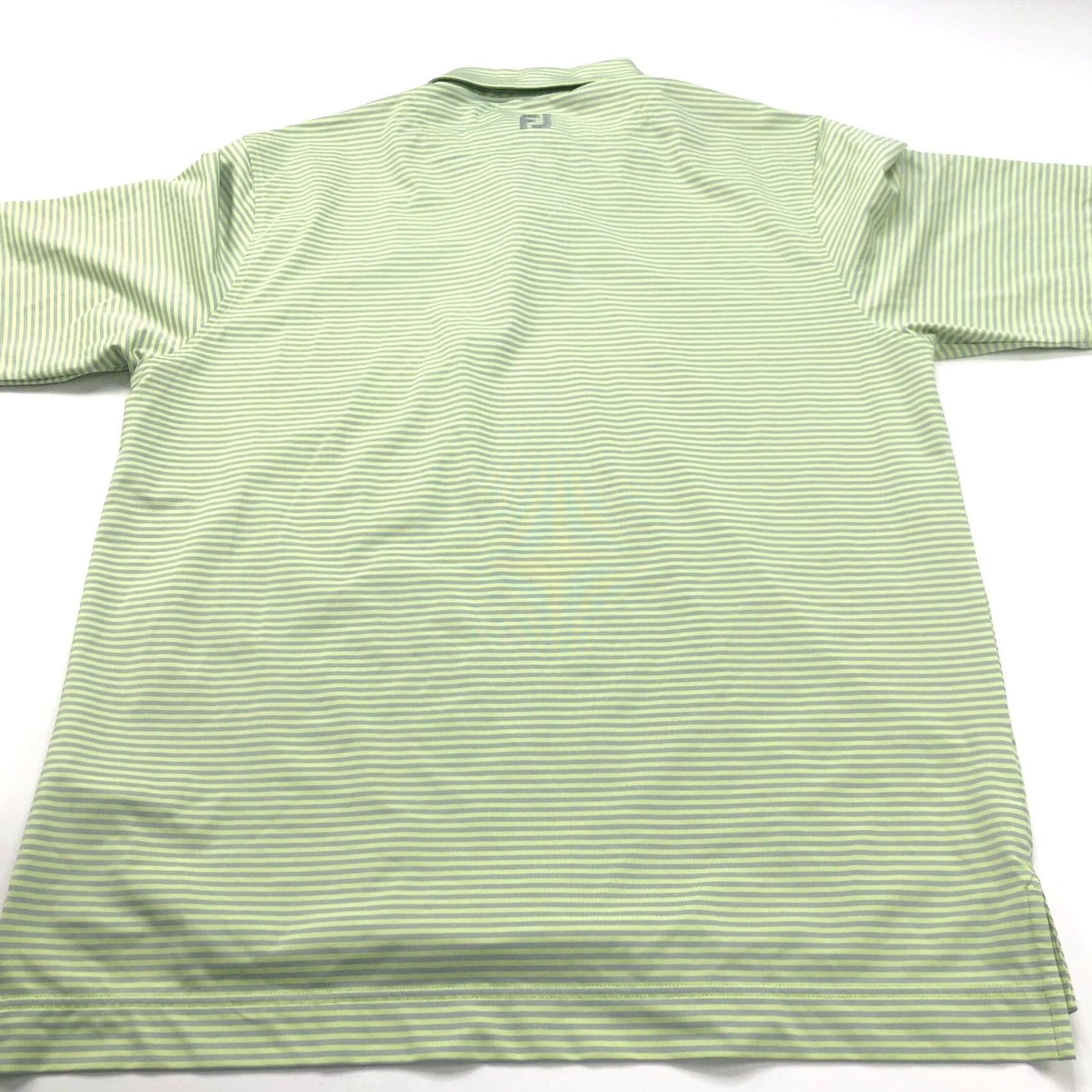 Footjoy FootJoy Polo Shirt Mens Golf SS Stretch Button Striped Large Lime Gray FJ Polo Shirt Comfort, Casual, Travel, Workwear Mens L Gray Button Polo Shirt Size US L / EU 52-54 / 3 - 7 Thumbnail