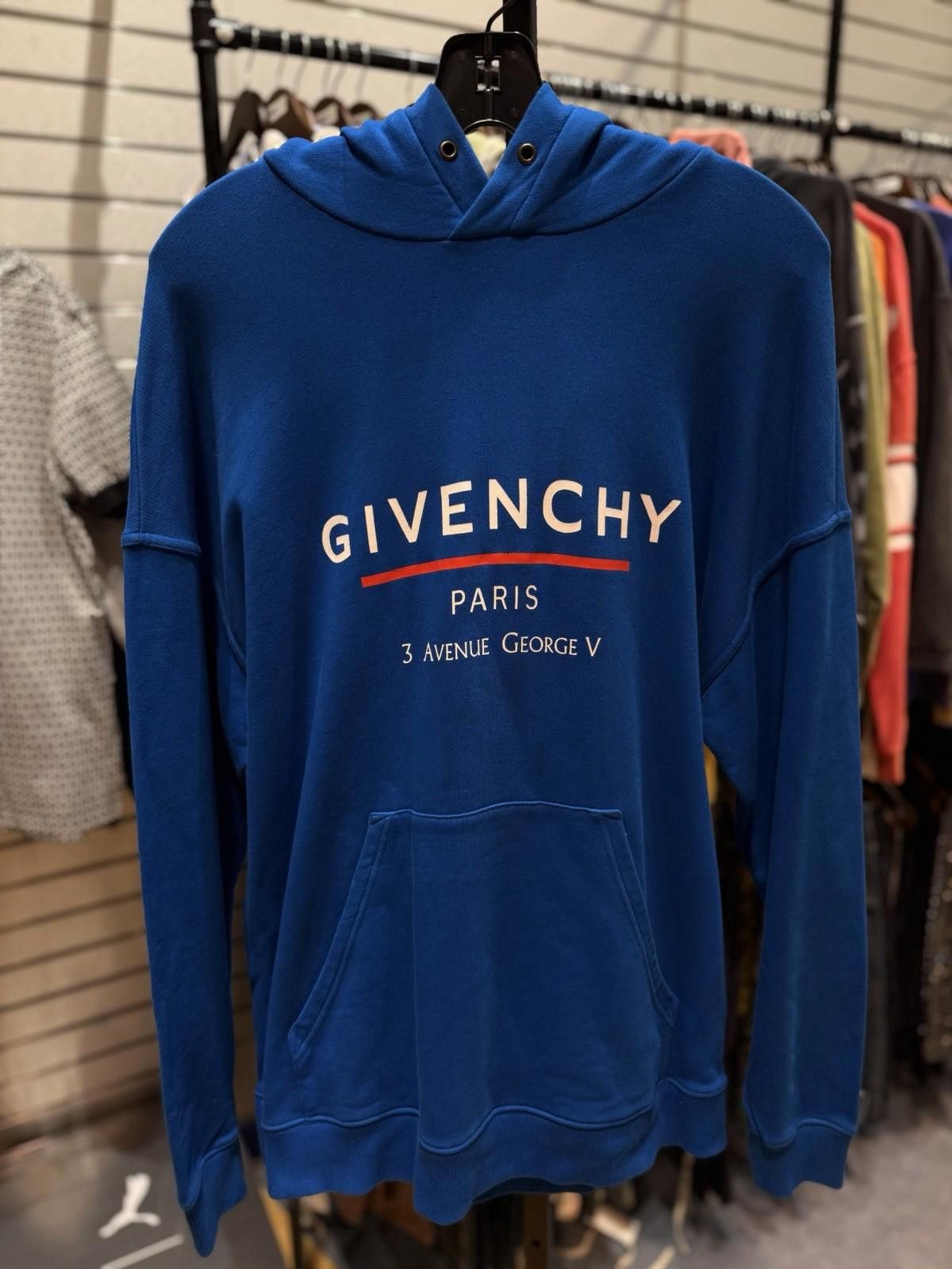 Givenchy Size M - Givenchy Men's Blue Logo- Print Hoodie Sweatshirt Size US M / EU 48-50 / 2 - 1 Thumbnail