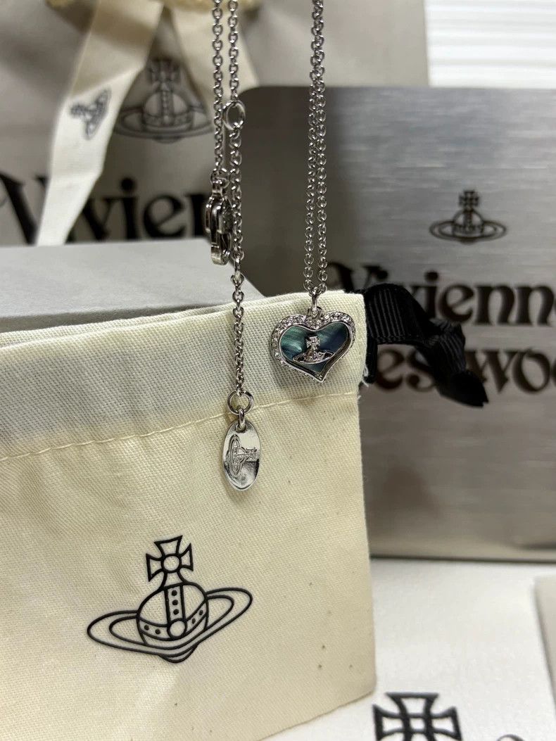 Vivienne Westwood Vivienne Westwood Blue and purple fritillary heart necklac Size ONE SIZE - 5 Thumbnail