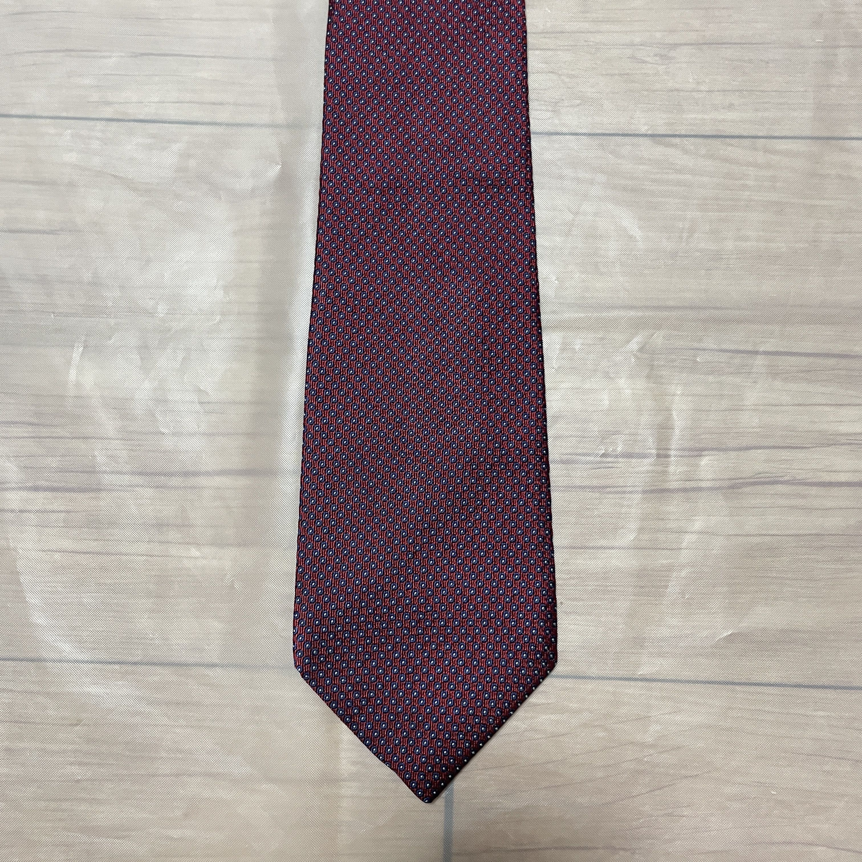 Drake's Drakes X Fairfax Navy dot Burgundy base tie Size ONE SIZE - 1 Thumbnail