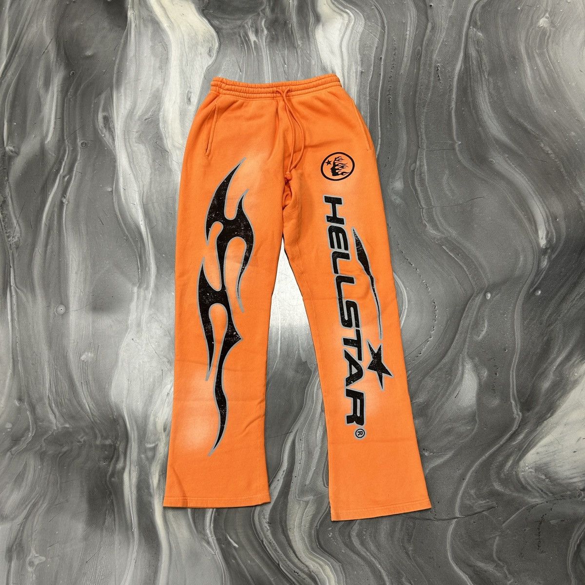 HELLSTAR Hellstar Fire Flare Bottom Sweatpants - Orange Dye Size US 33 - 1 Thumbnail
