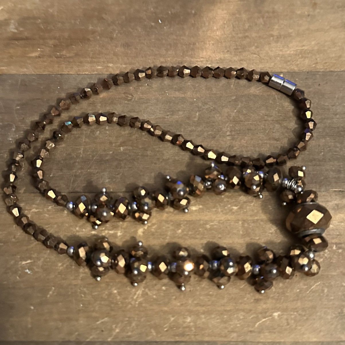 Vintage Vintage metallic gold faceted glass bead necklace Size ONE SIZE - 5 Thumbnail