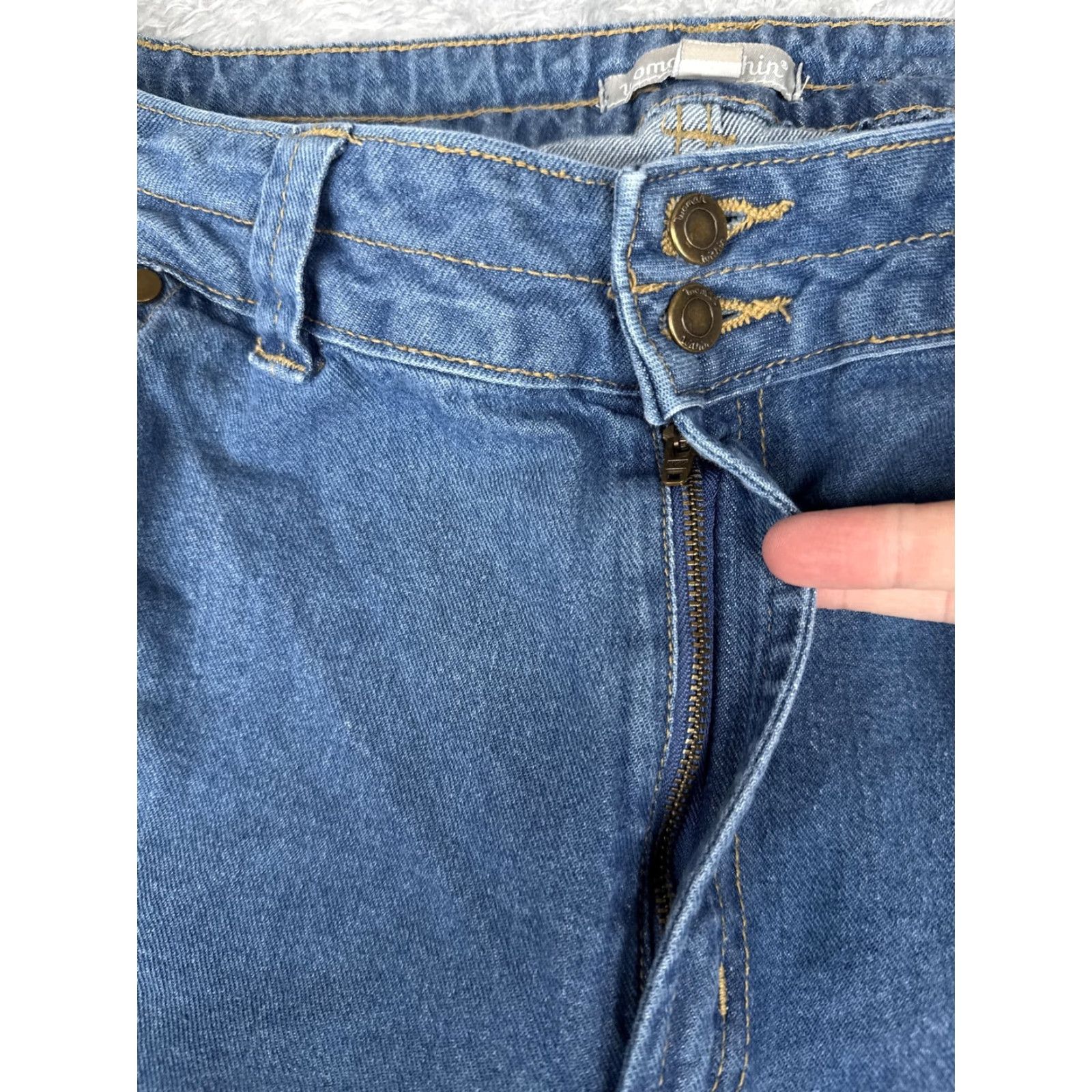 Vintage Woman Within Jeans 14W Tall Womens Blue Straight Leg Denim Double Button Zip Fly Size 36" / US 14 / IT 50 - 5 Thumbnail