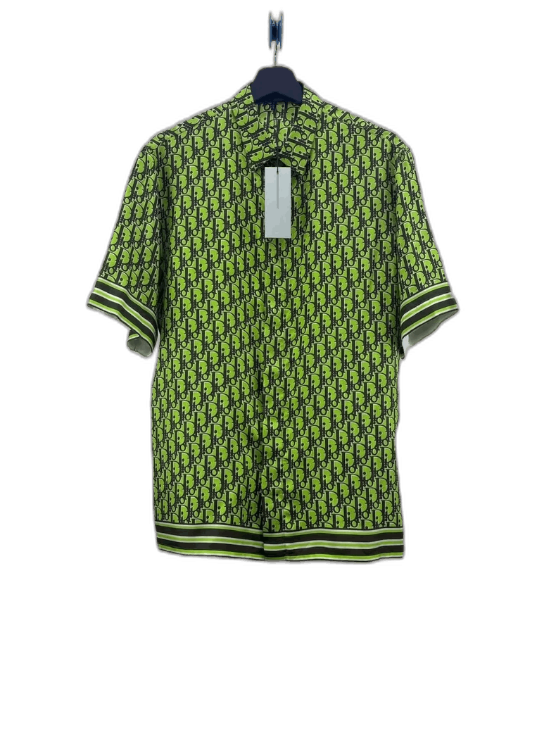 Dior Dior Green Short Sleeve Silk Shirt-2505 Size US M / EU 48-50 / 2 - 1 Thumbnail