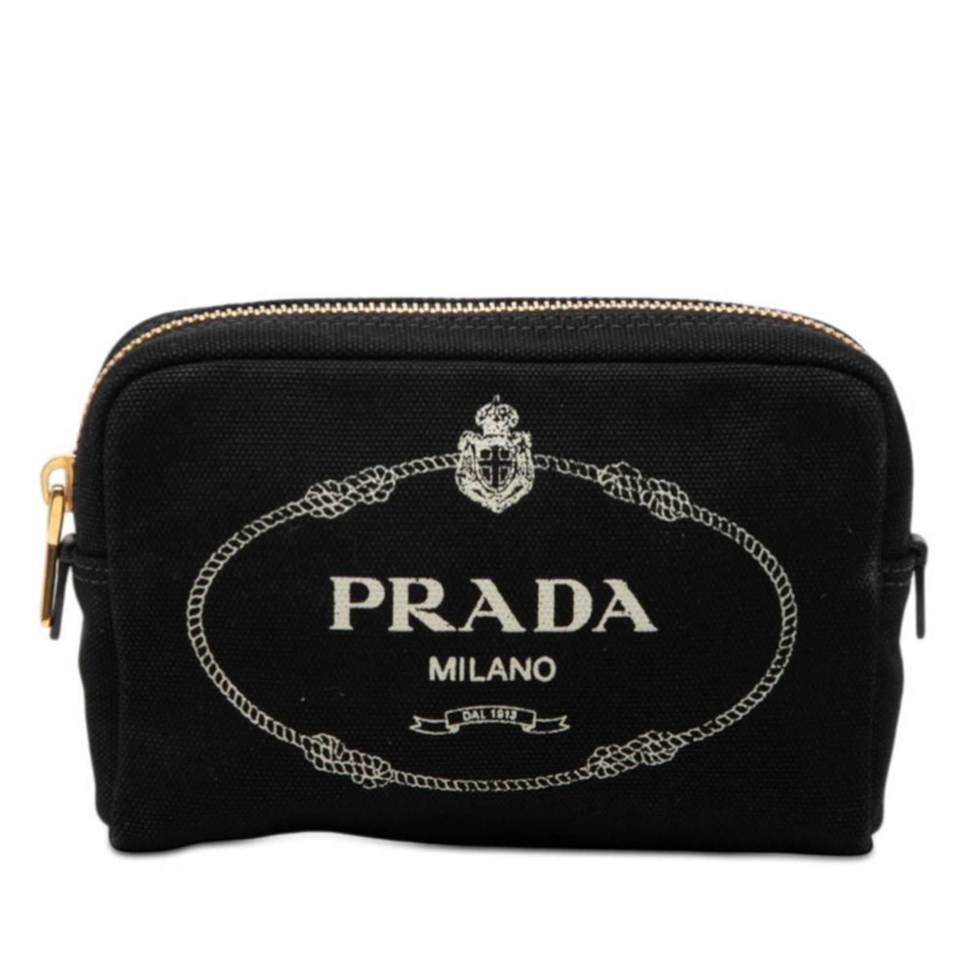 Prada Prada Logo Canapa Mini Handbag Pouch Accessory Case 1NA021 Black Canvas Women's PRADA Size ONE SIZE - 1 Thumbnail