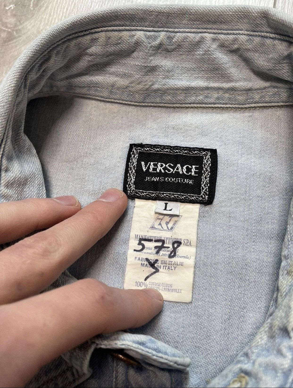 Versace × Vintage Versace custom Jeans Shirt Vintage Unique Size US L / EU 52-54 / 3 - 10 Thumbnail