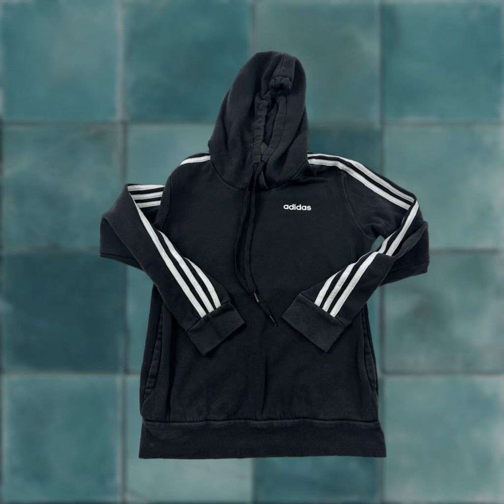 Adidas Adidas Hoodie Sweatshirt Womens XS Black Pullover Long Sleeve Zip Pockets Casual Activewear Size XS / US 0-2 / IT 36-38 - 1 Thumbnail