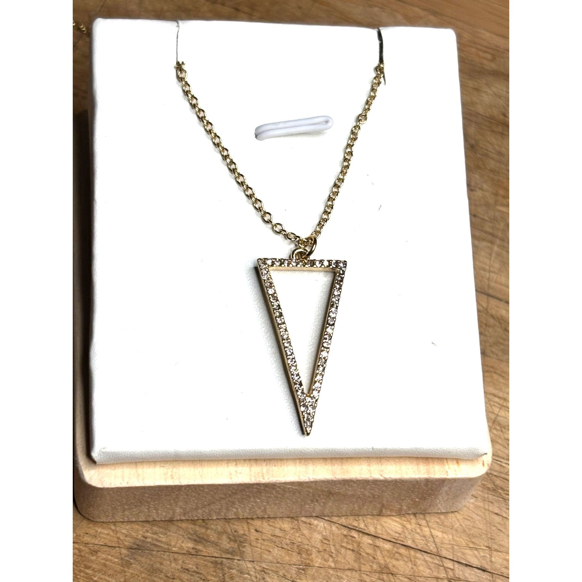 Other Gold Chain Necklace With Rhinestone Triangle Pendant Size ONE SIZE - 6 Thumbnail