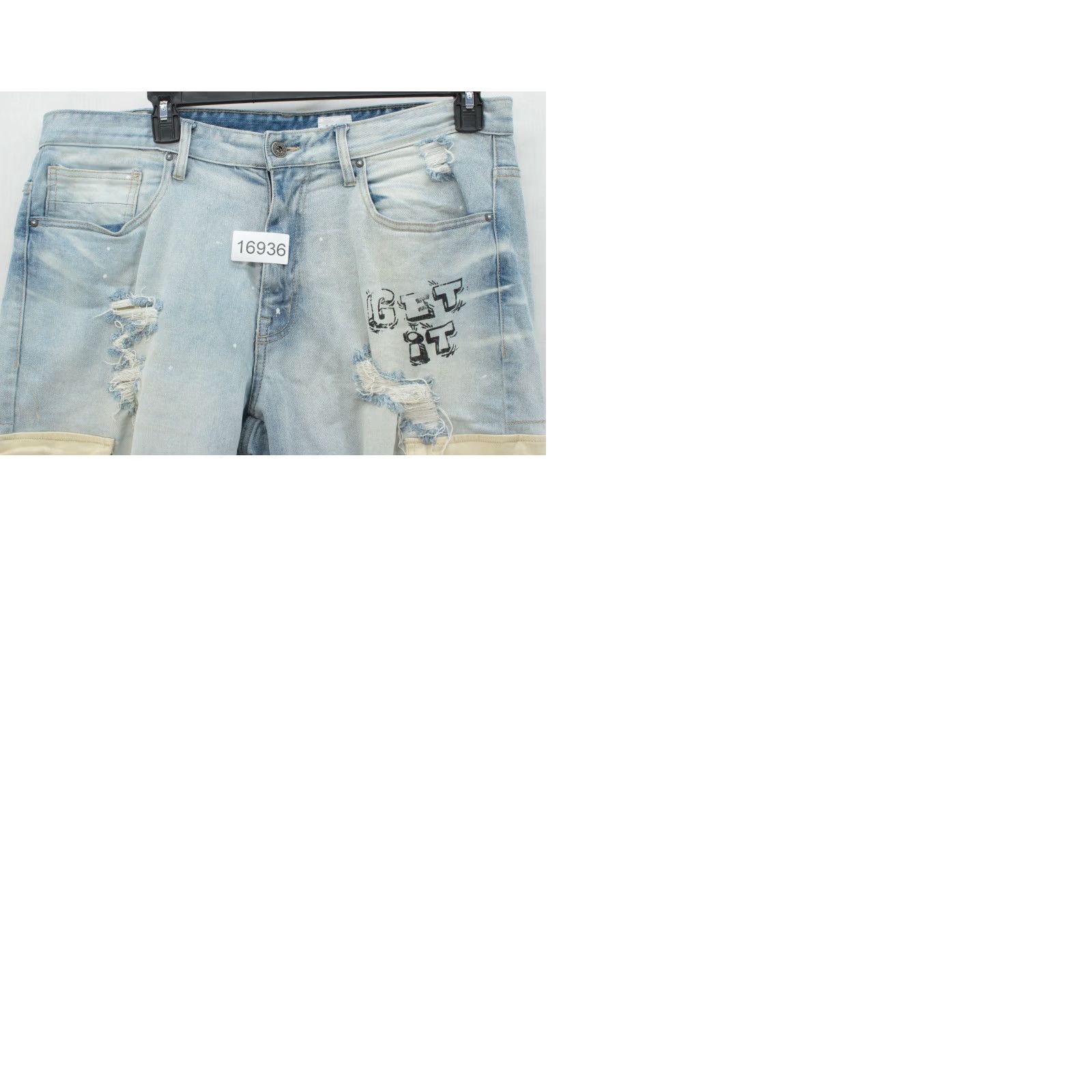 Vintage VINTAGE Smoke Rise Jeans Mens 38X32 5-Pocket Denim Distressed Graphic Streetwear Urban 90s Punk Hip Hop Skull Band City Logo Patches Fringes Size US 38 / EU 54 - 9 Thumbnail