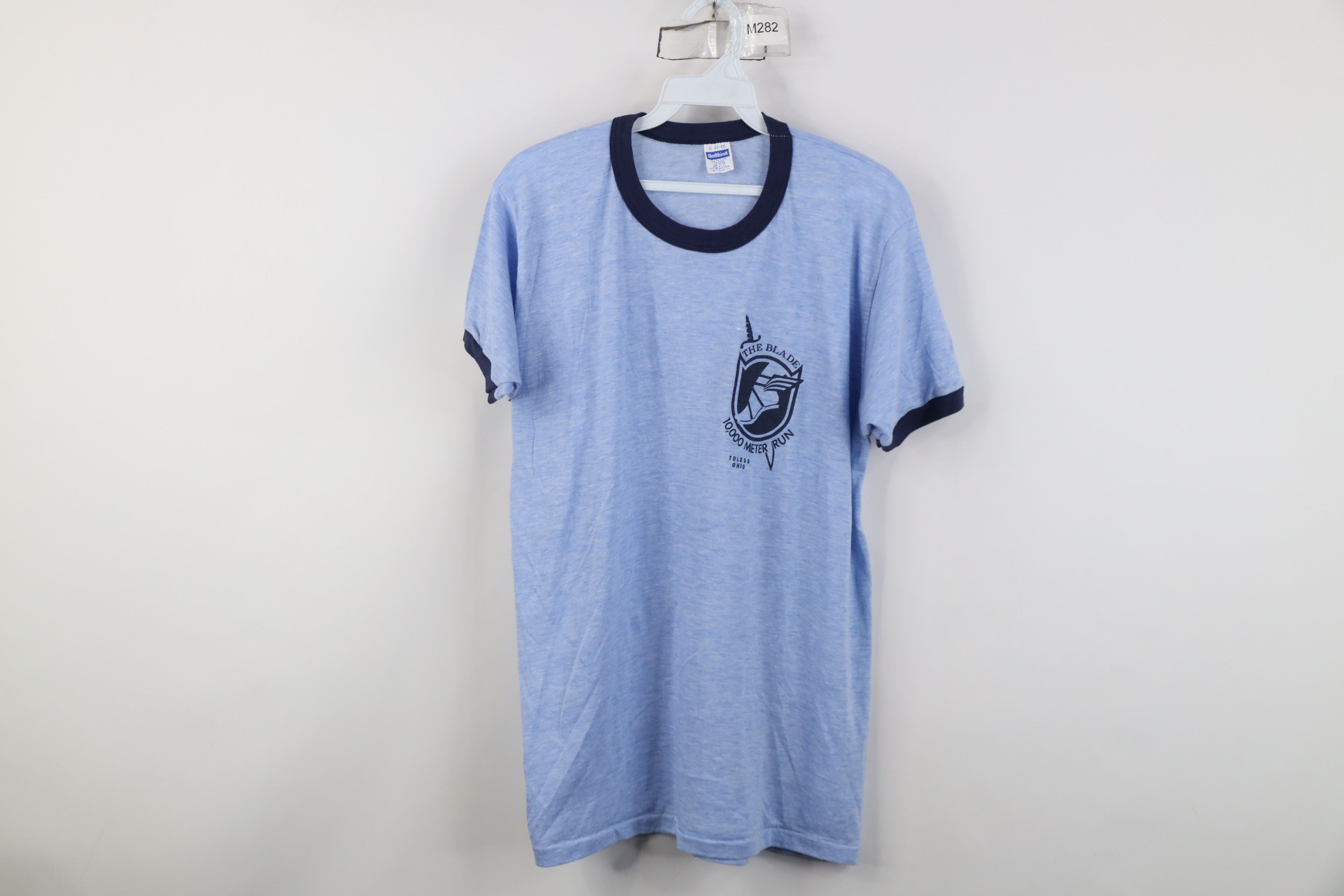 Vintage Vintage 70s Healthknit 10,000 Meter Run Ringer T-Shirt USA Size US XL / EU 56 / 4 - 1 Thumbnail