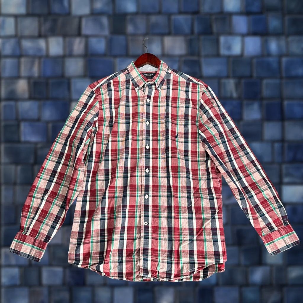 Nautica Nautica Shirt Mens M Button-Down Red Plaid Cotton Pocket Button-Up Shirts Size US M / EU 48-50 / 2 - 1 Thumbnail