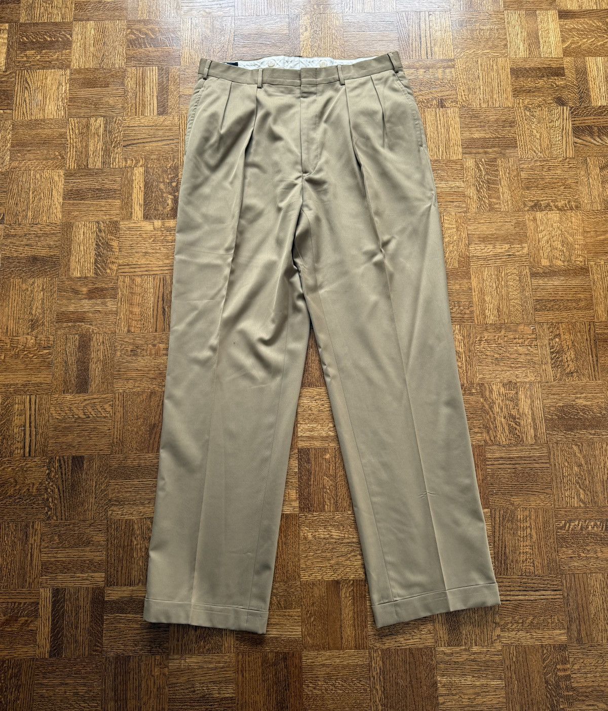 Polo Ralph Lauren Vintage 80s Polo Ralph Lauren Pleated Khaki Trousers Size US 35 - 1 Thumbnail