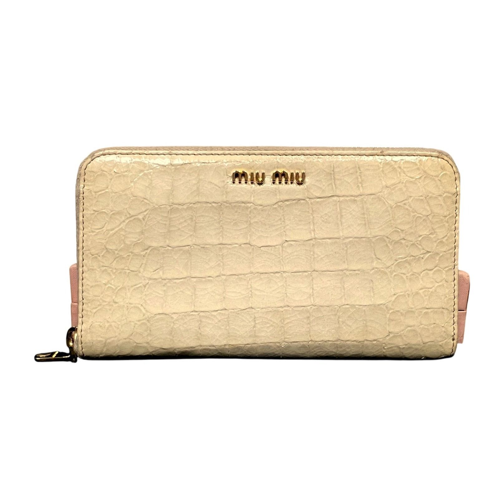 Miu Miu Miu Miu Leather Cream Crocodile Embossed Clutch Wallet $995 Size ONE SIZE - 2 Thumbnail