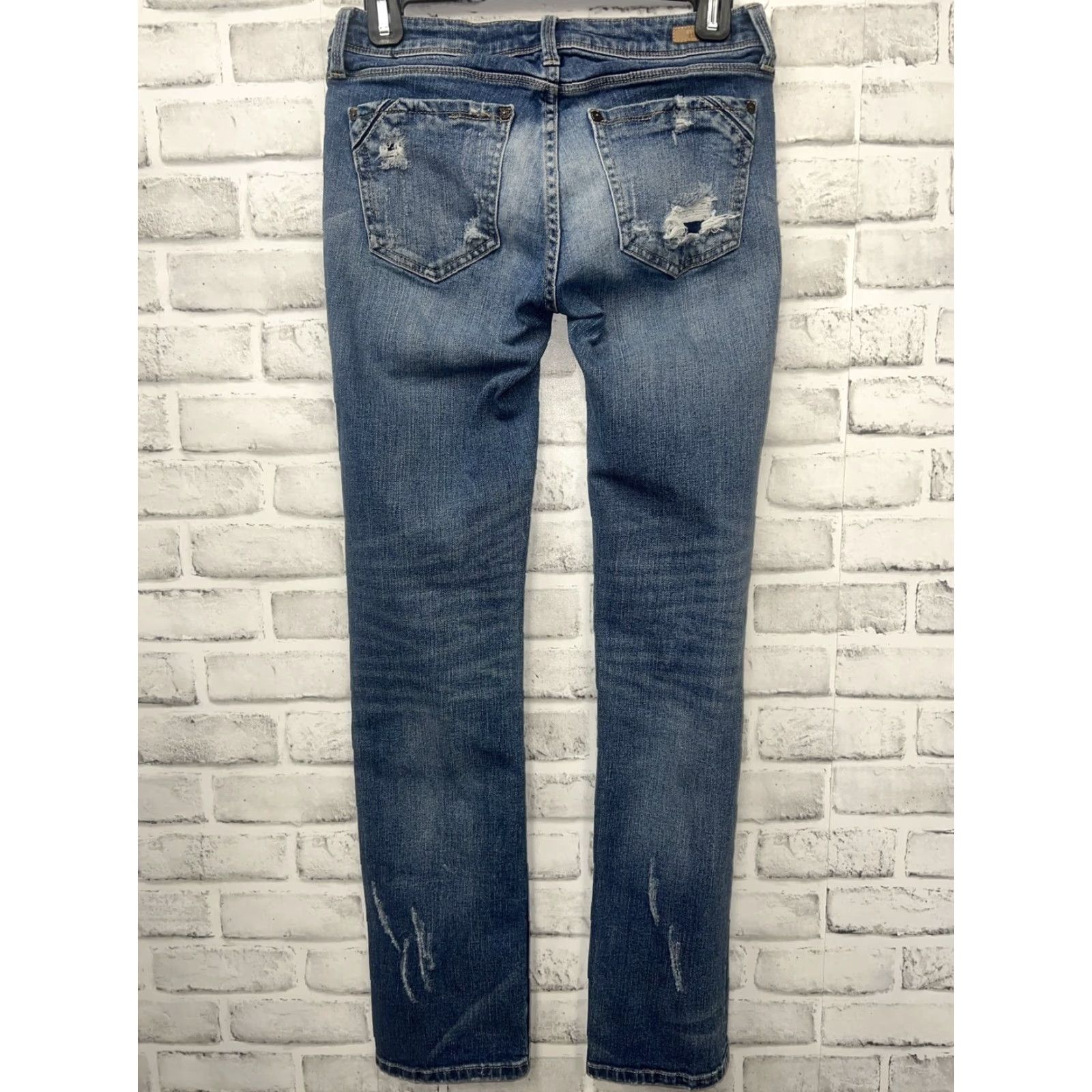 Vintage BUCKLE Jeans Straight Distressed Women 24x31 Blue Black Size 24 Inseam 31 Mens/Womens? (Gender at end) Size 42" / US 20 - 4 Thumbnail