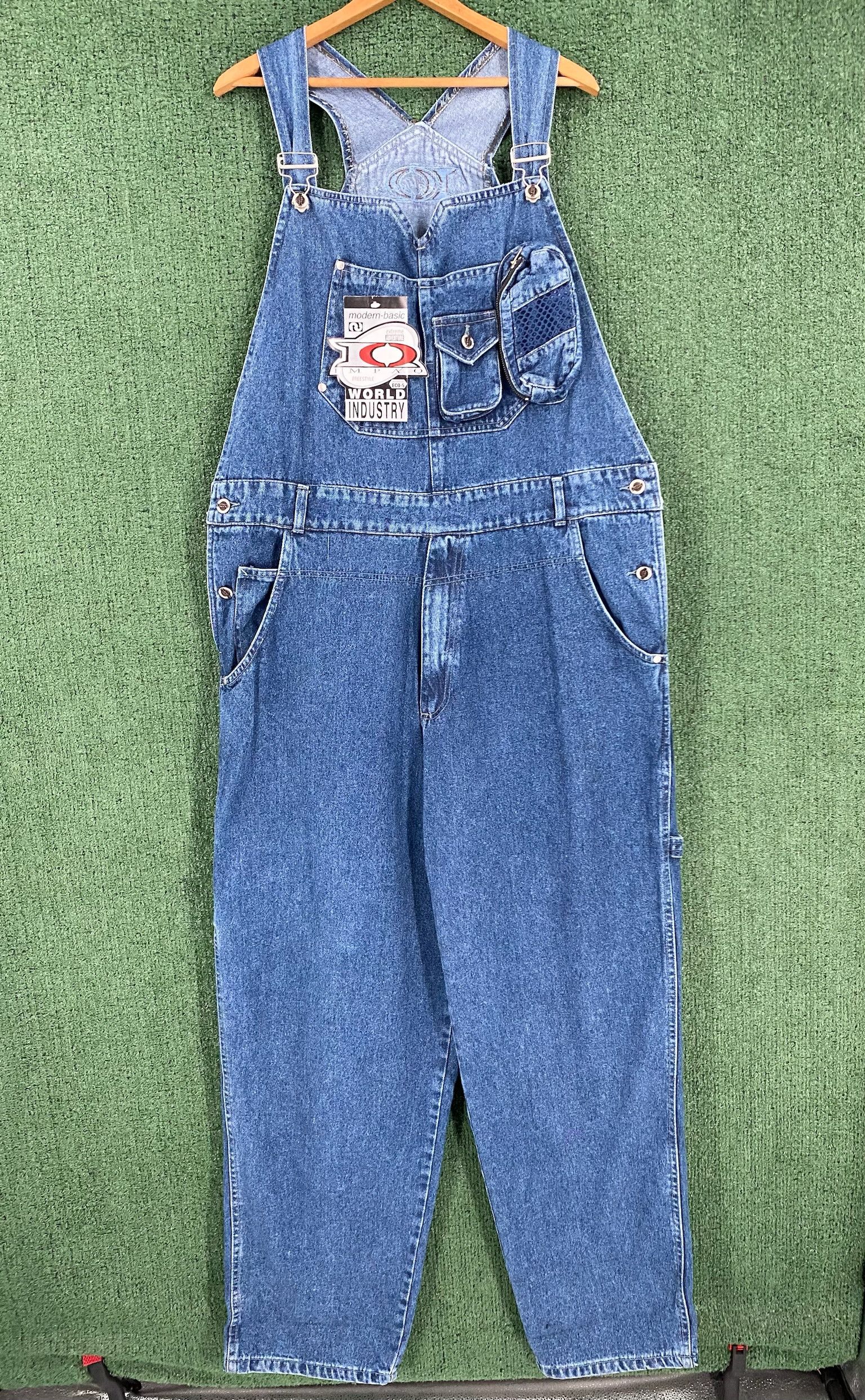 Vintage NEW VTG Y2K Impaq IQ Carpenter Baggy Denim Overalls XL Size US 41 - 1 Thumbnail