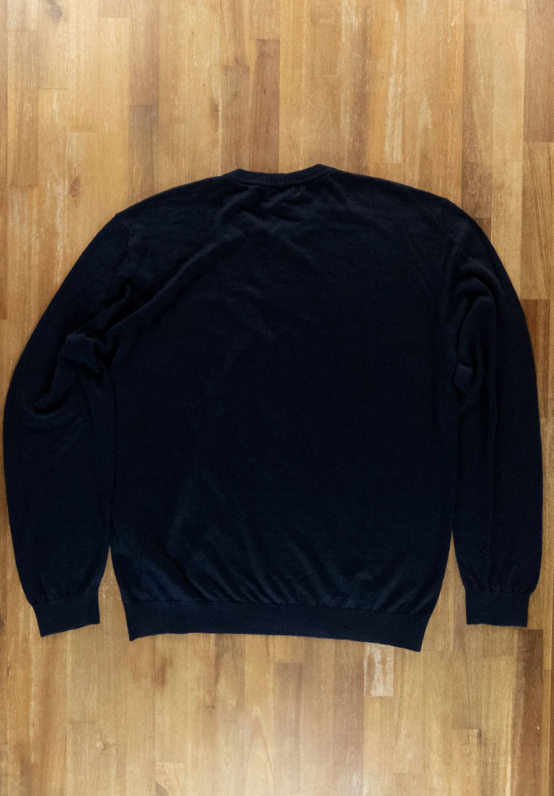 Giorgio Armani GIORGIO ARMANI mainline navy blue linen silk logo sweater Size US XXL / EU 58 / 5 - 10 Thumbnail