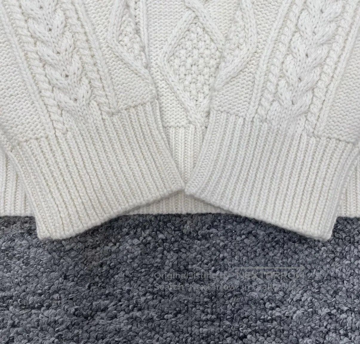 Prada White Cable Knit Crewneck Sweater. Size US M / EU 48-50 / 2 - 4 Thumbnail