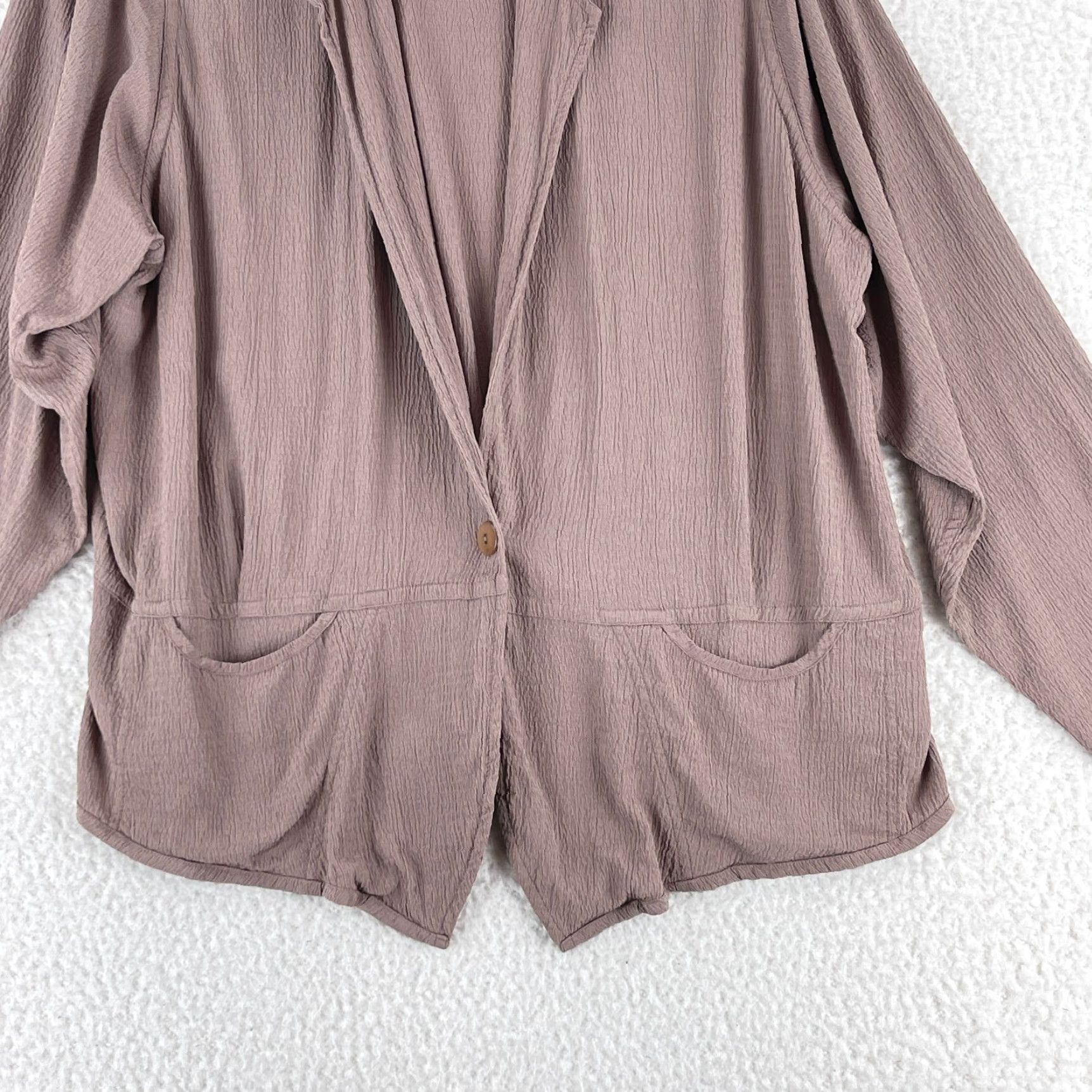 FLAX FLAX Jacket Womens Large Brown Long Sleeve Lightweight Rayon 1 Button Casual Size L / US 10 / IT 46 - 4 Thumbnail