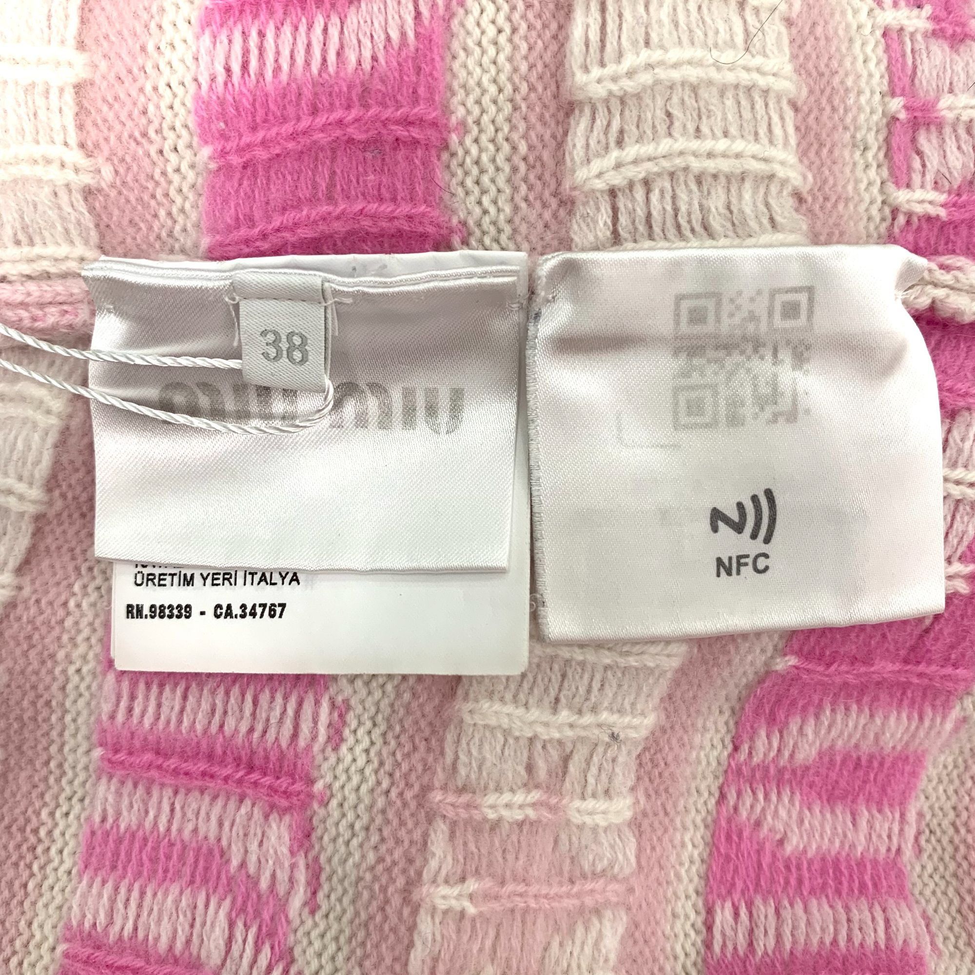 Miu Miu Miu Miu Pink & White Logo Star Pattern Sweater Size 38 S Mad Size XS / US 0-2 / IT 36-38 - 6 Thumbnail