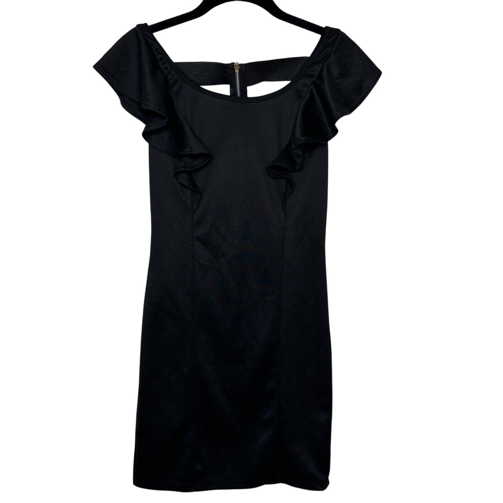 Other 21 Satin Black Ruffle Sleeveless Mini Exposed Back Design S Size S / US 4 / IT 40 - 2 Thumbnail
