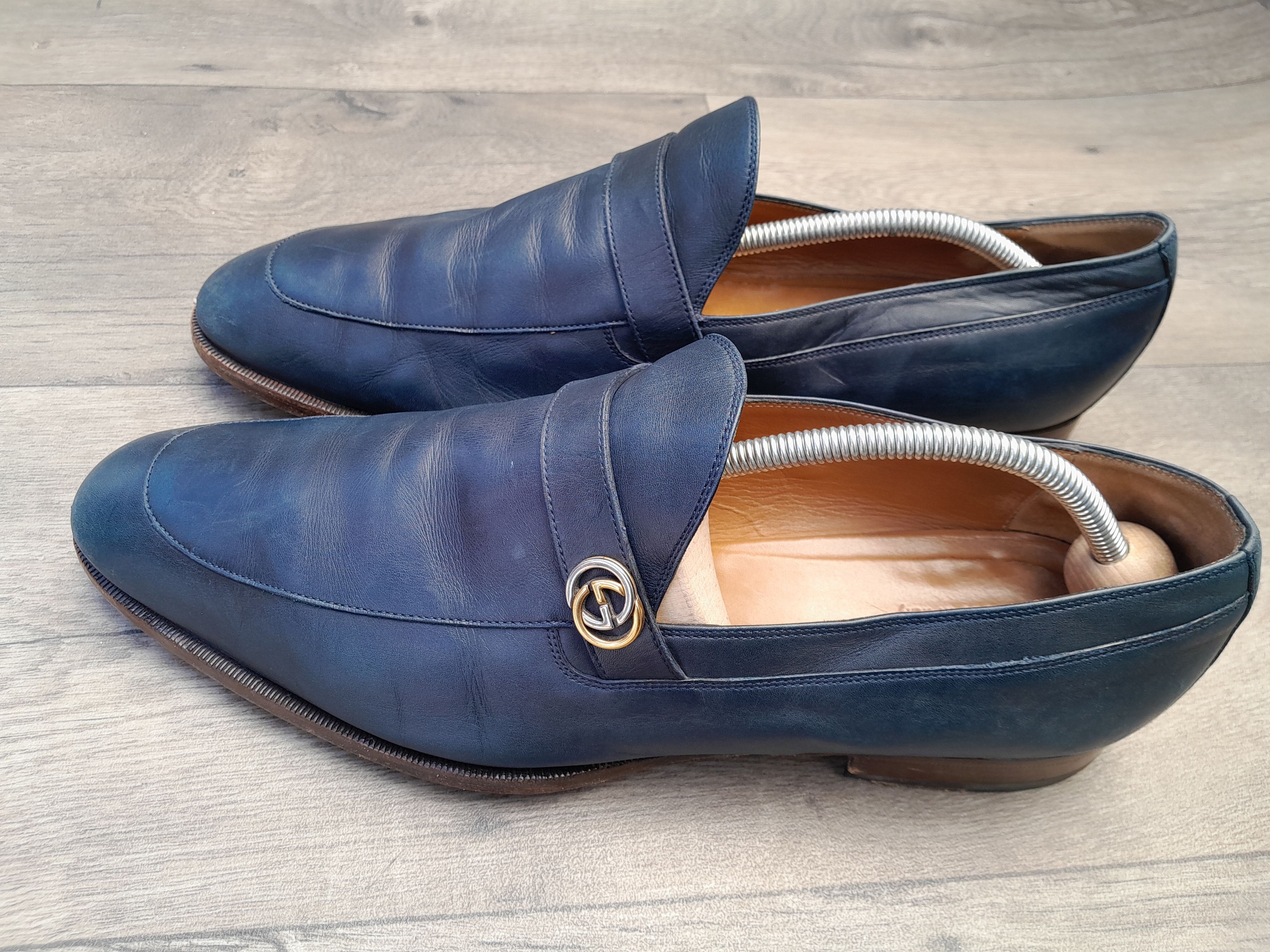 Gucci men's Gucci leather loafers in navy blue Size US 12.5 / EU 45-46 - 11 Thumbnail