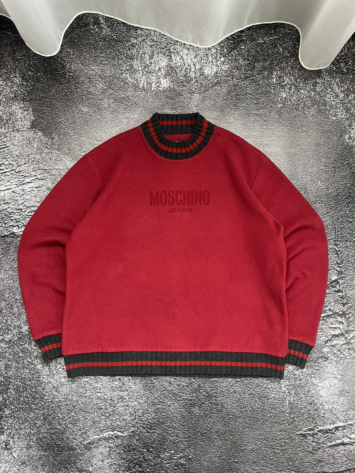 Moschino Vintage Moschino Big Logo Moschino Fleece Sweatshirt Red XXL Size US XXL / EU 58 / 5 - 1 Thumbnail