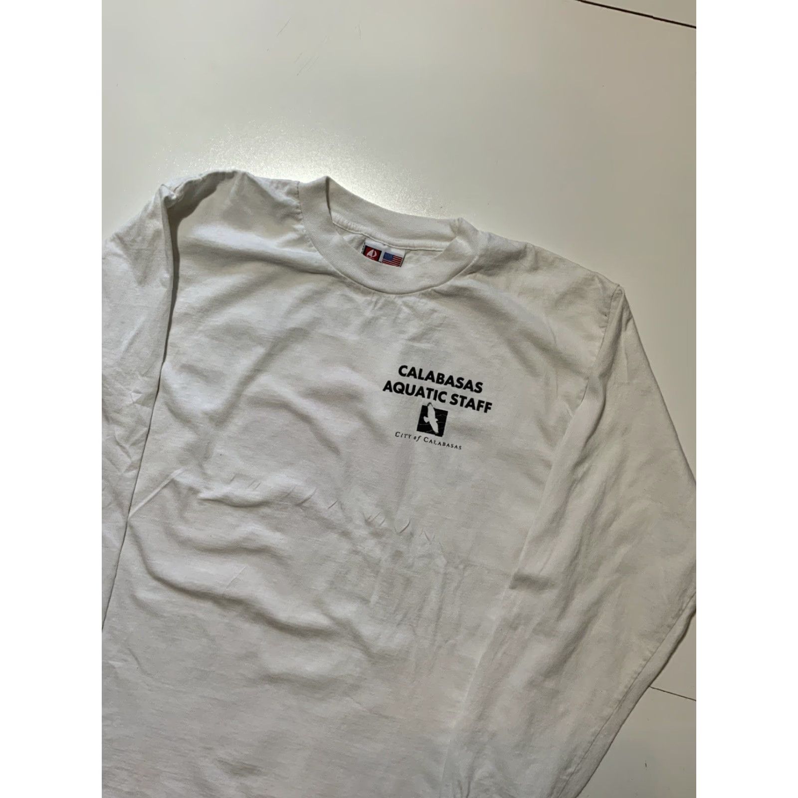 Vintage VINTAGE Bayside Calabasas Aquatic Staff City Lifeguard Swimming White Graphic L/S T-Shirt M Mens Size US M / EU 48-50 / 2 - 4 Thumbnail