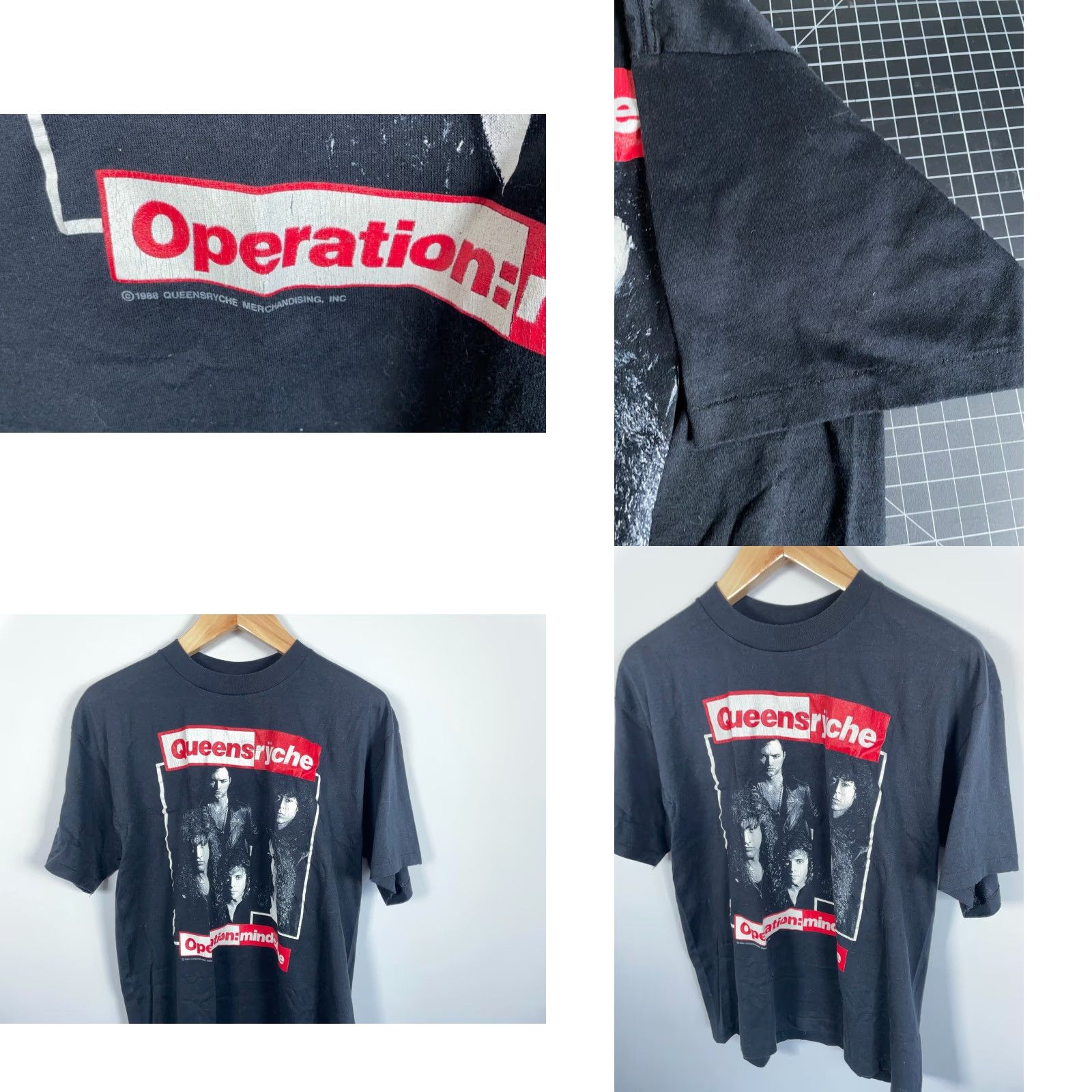 Vintage VINTAGE Queensryche Operation Mindcrime T-Shirt Brockum Mens XL Black Front Back Prints 80s Rock Retro Size US M / EU 48-50 / 2 - 8 Thumbnail