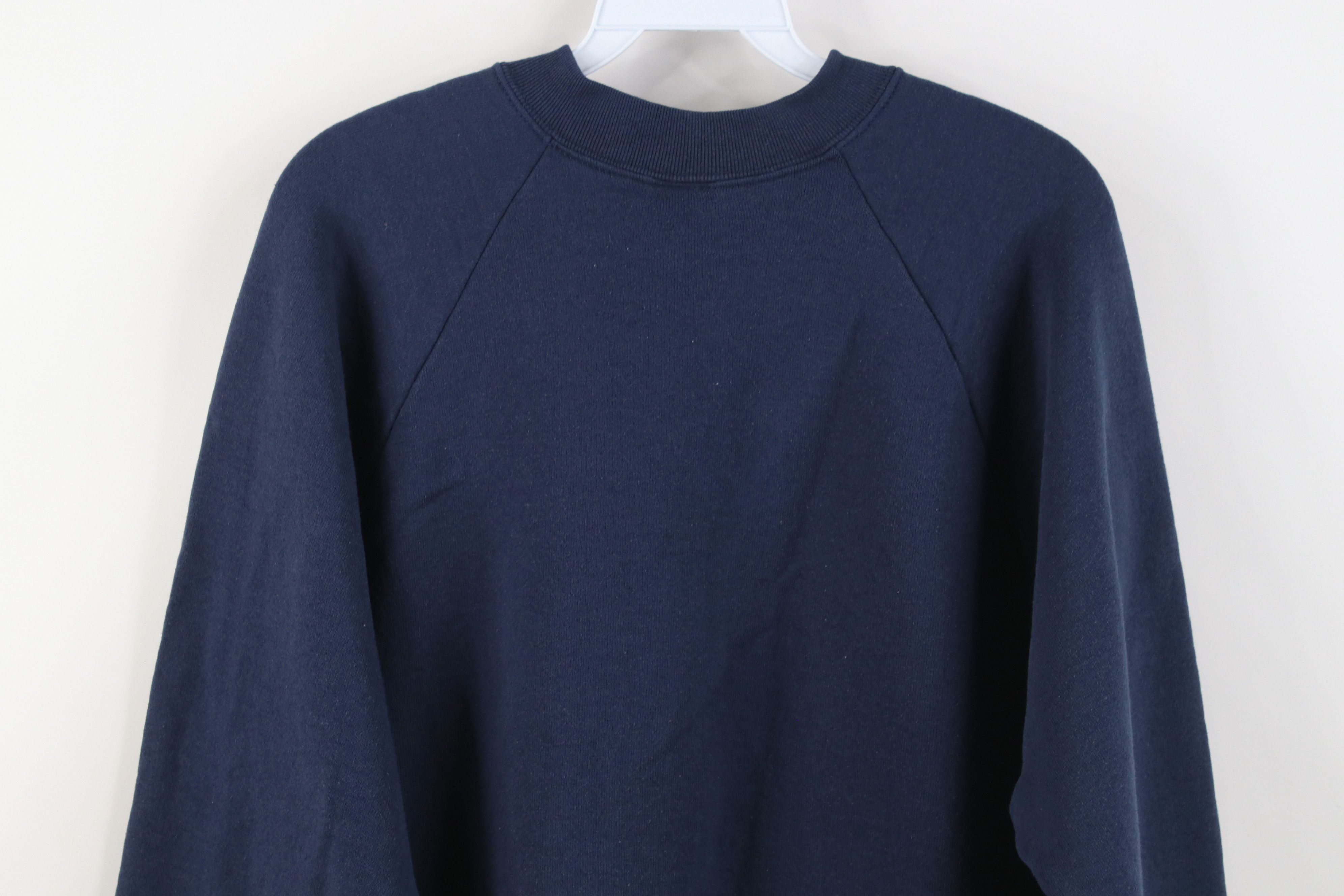 Vintage Vintage 90s Streetwear Blank Crewneck Sweatshirt Navy Blue Size L / US 10 / IT 46 - 9 Thumbnail