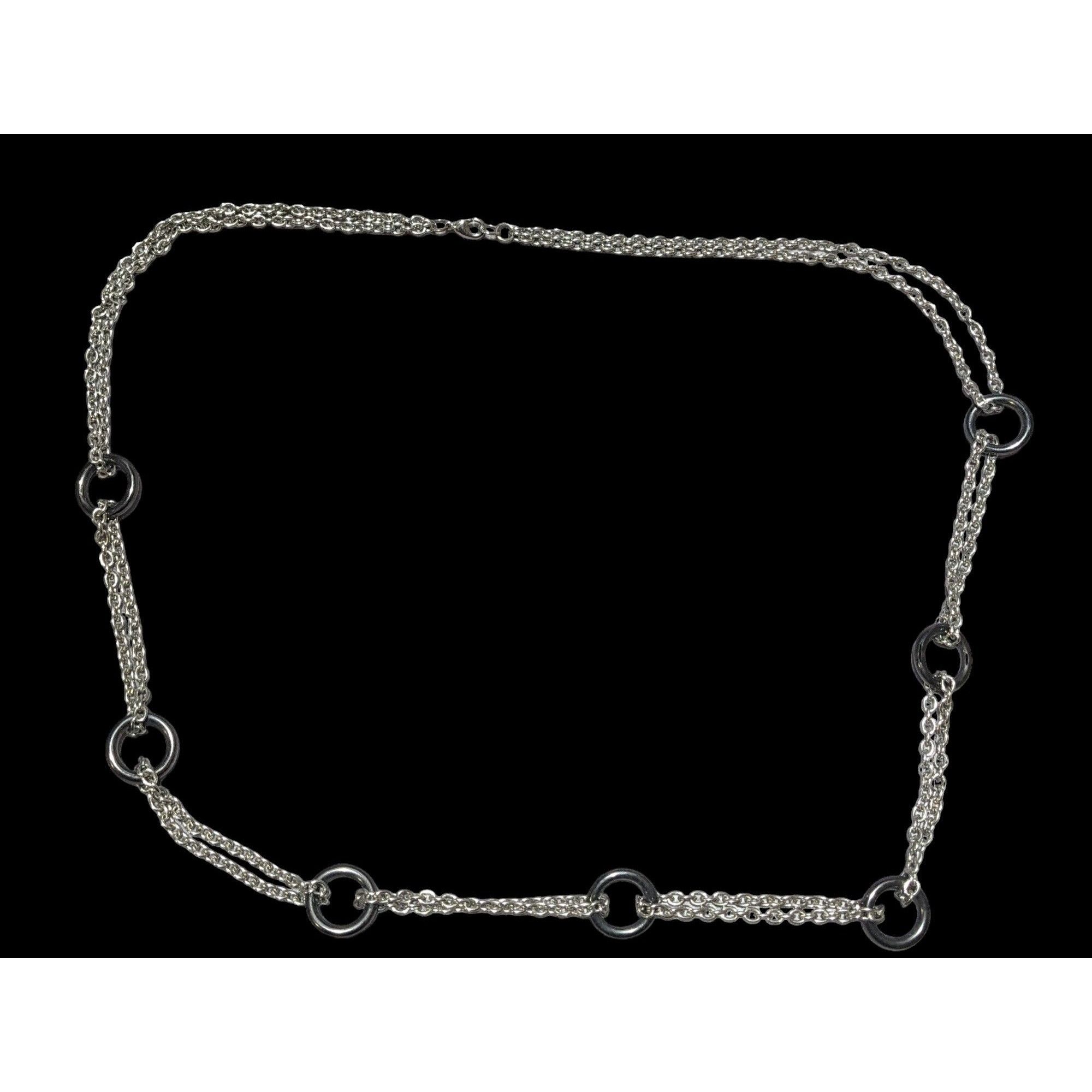 Other Silver Double Chain Link Loop Accent Necklace Size ONE SIZE - 2 Thumbnail