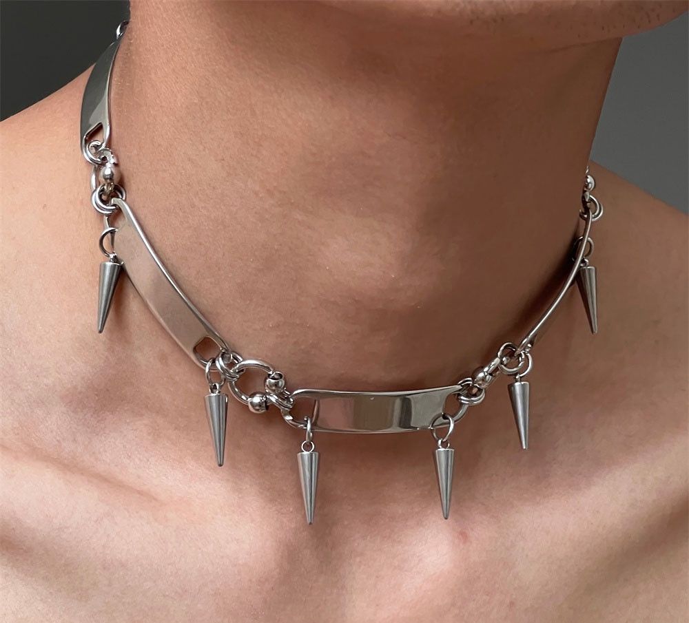 Jewelry Titanium Steel Rivet Choker Necklace Size ONE SIZE - 2 Thumbnail