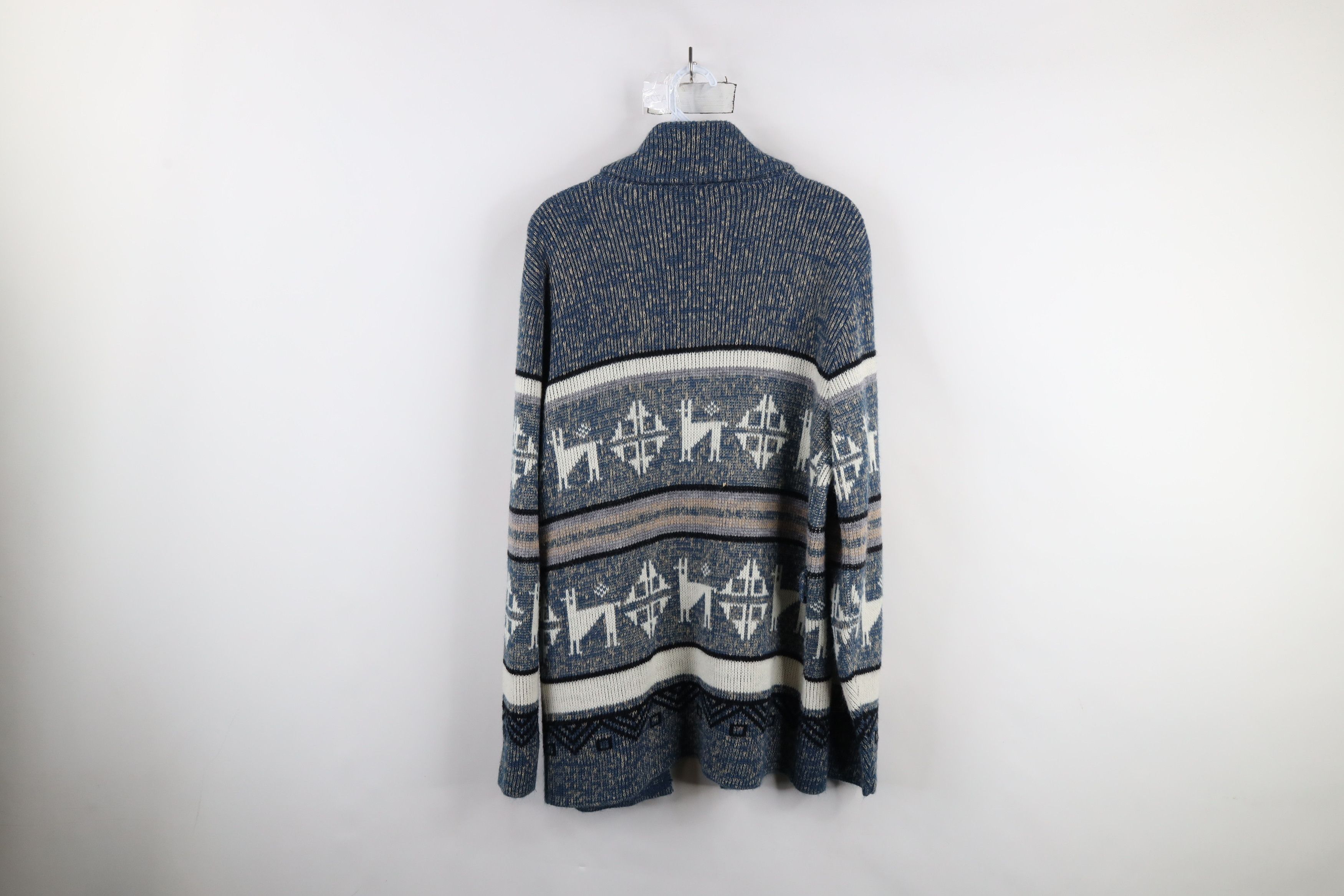 Vintage Vintage 70s Fair Isle Open Front Shawl Cardigan Sweater USA Size US XL / EU 56 / 4 - 11 Thumbnail