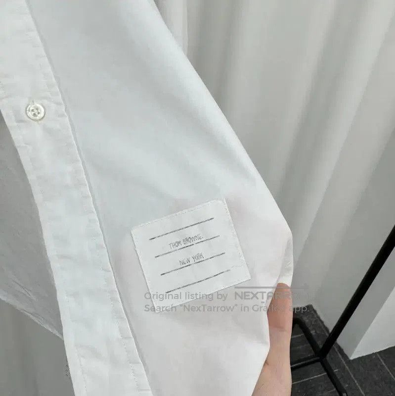 Thom Browne Thom Browne White Striped Long Sleeve Shirt . Size US XL / EU 56 / 4 - 5 Thumbnail