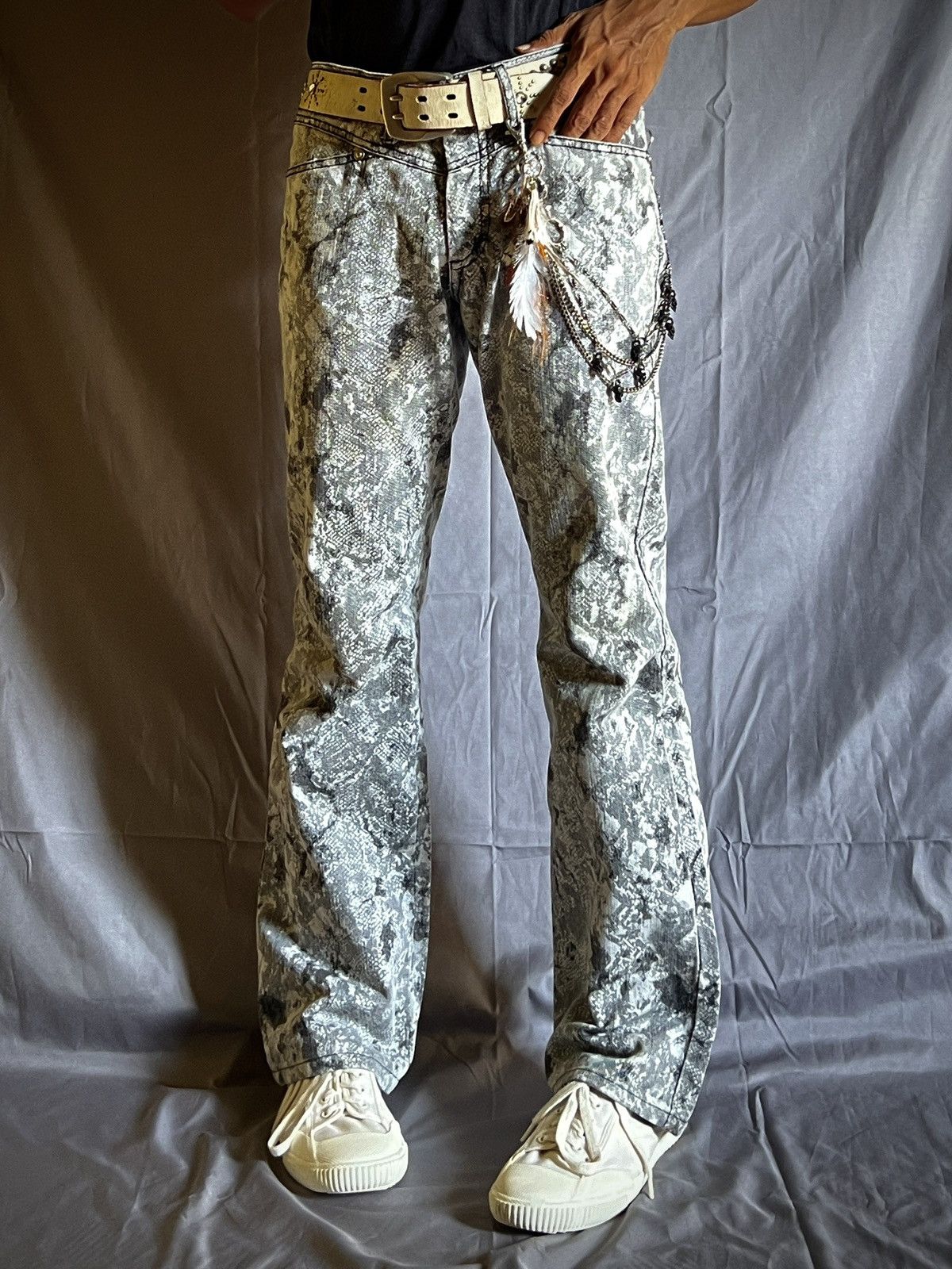 semanticdesign Semantic Design Snakeskin Print Bootcut Jeans Y2K J-Rock Size US 32 / EU 48 - 3 Thumbnail