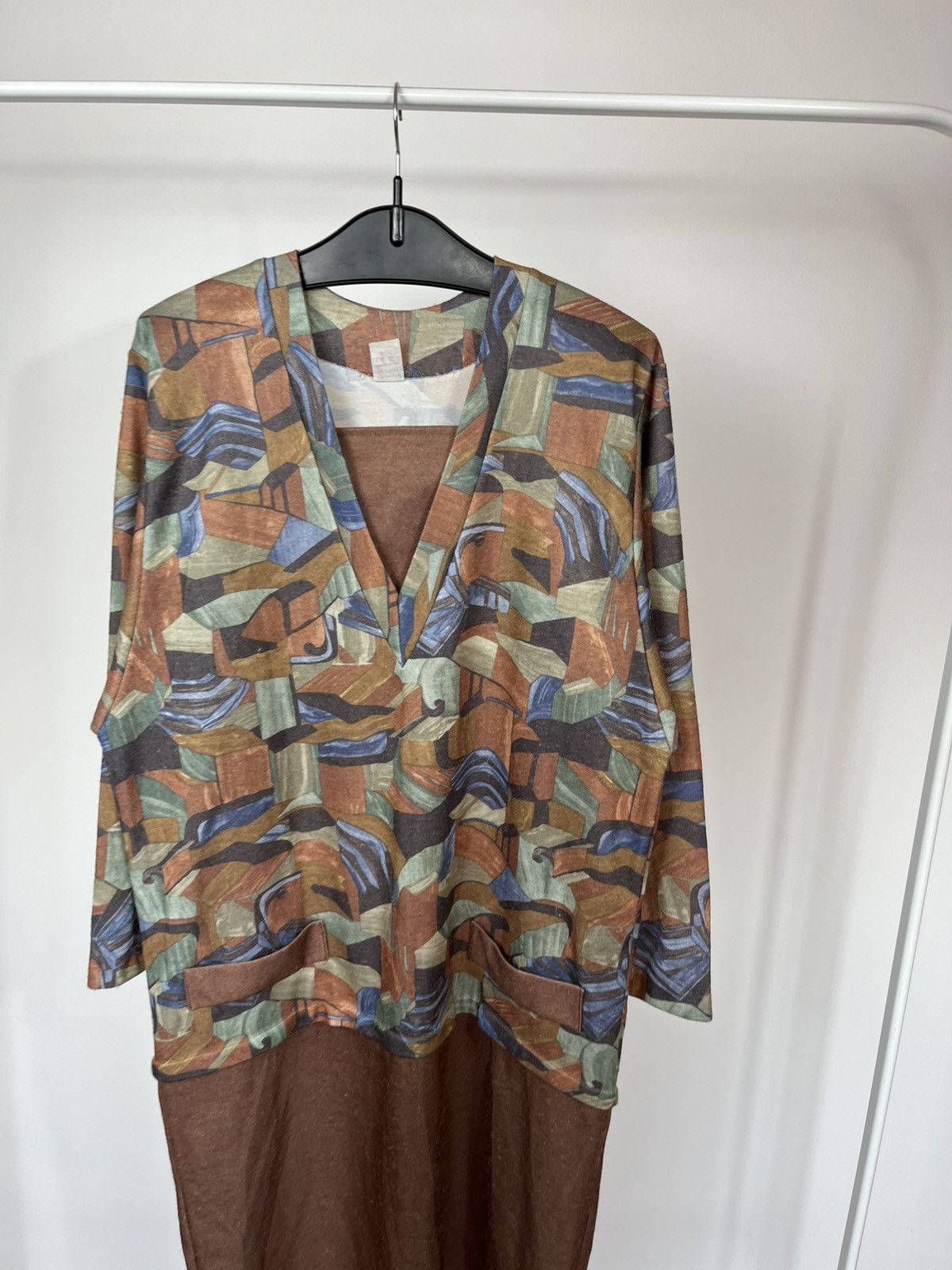 Other Vintage Abstract Dress Angora Blend Made in France Maxi 52 Size L / US 10 / IT 46 - 3 Thumbnail